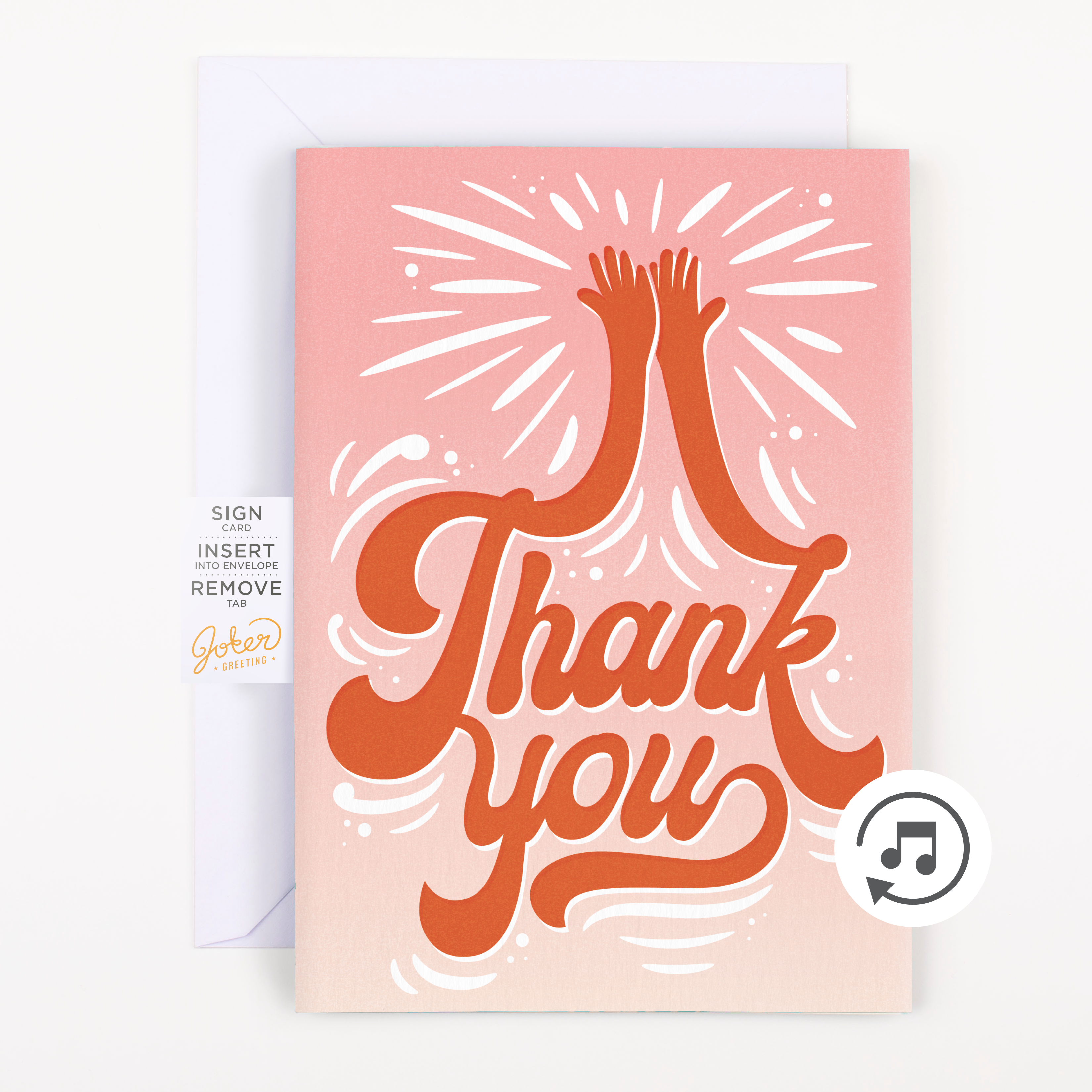 Endless High-Pitched Thank You Card with Glitter Joker Greeting