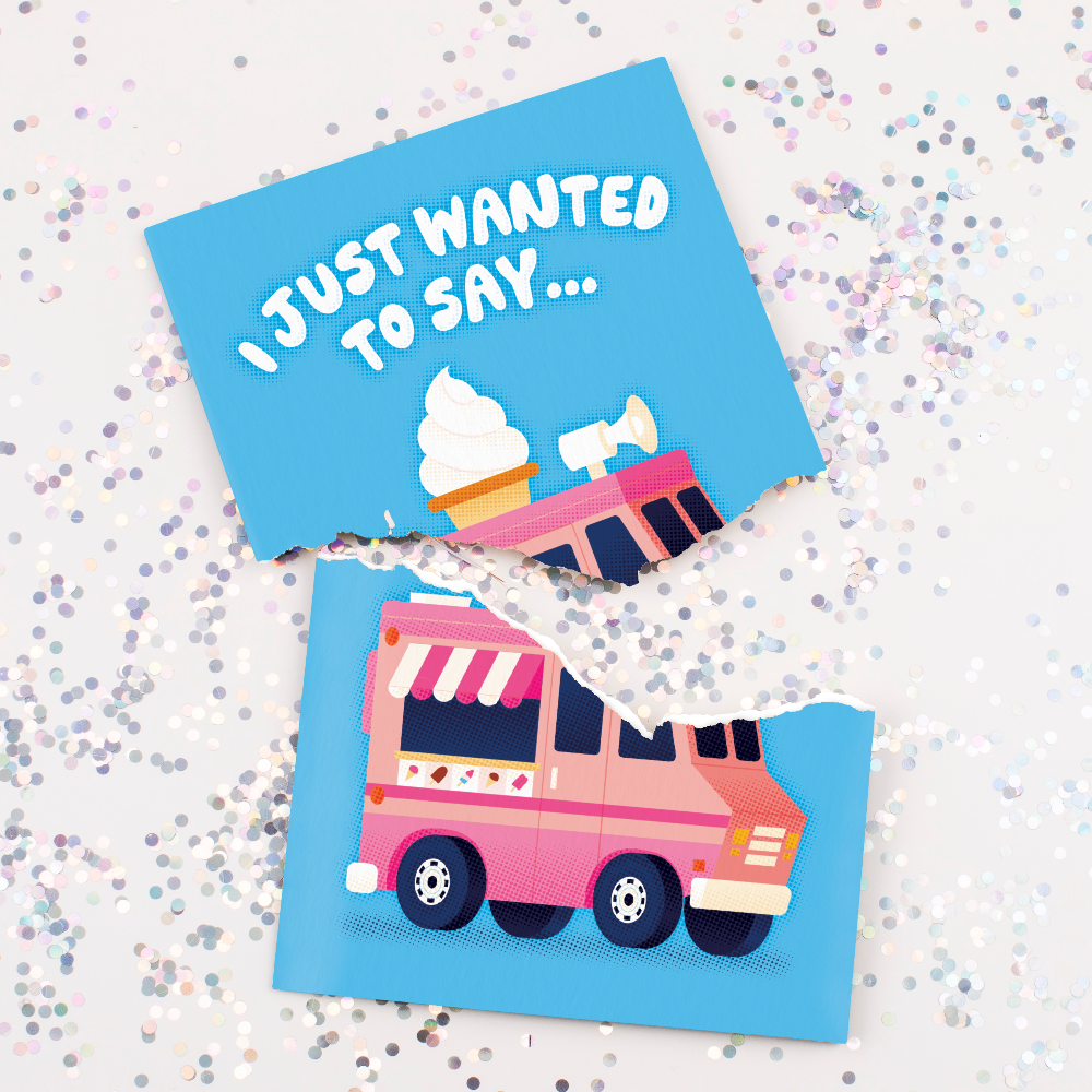 Endless Thank You Ice Cream Truck Card with Glitter Joker Greeting