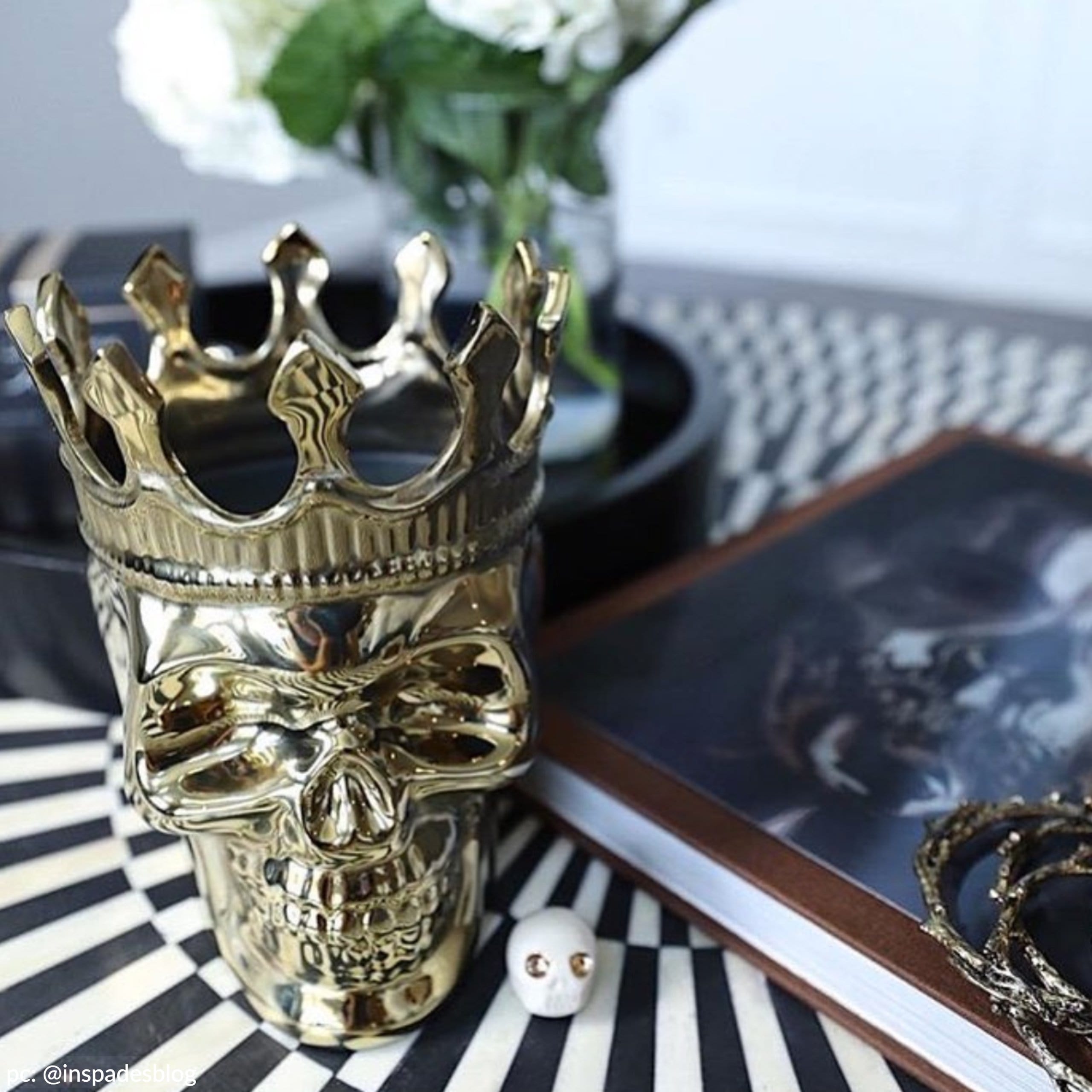 Gold Bonaparte Skull in Wood Charnel