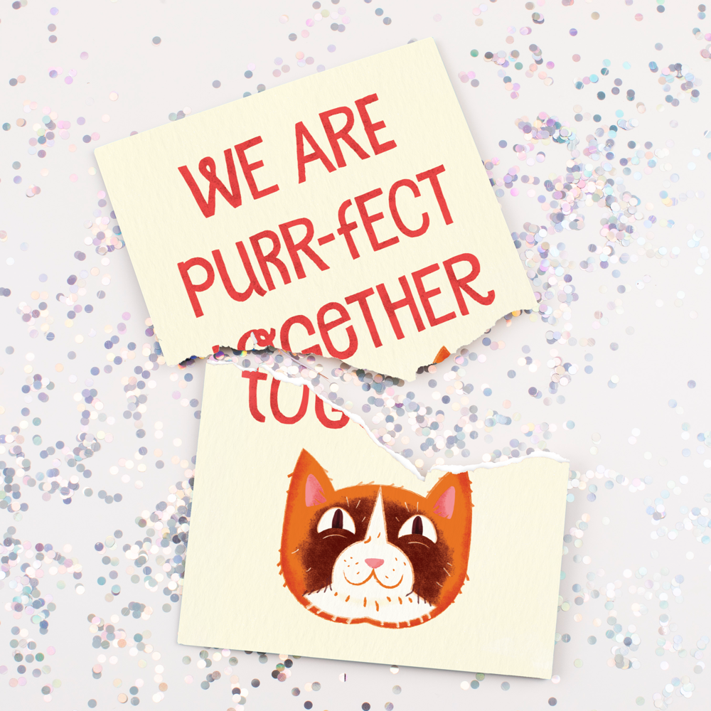Endless Meowy Valentines With Glitter Joker Greeting