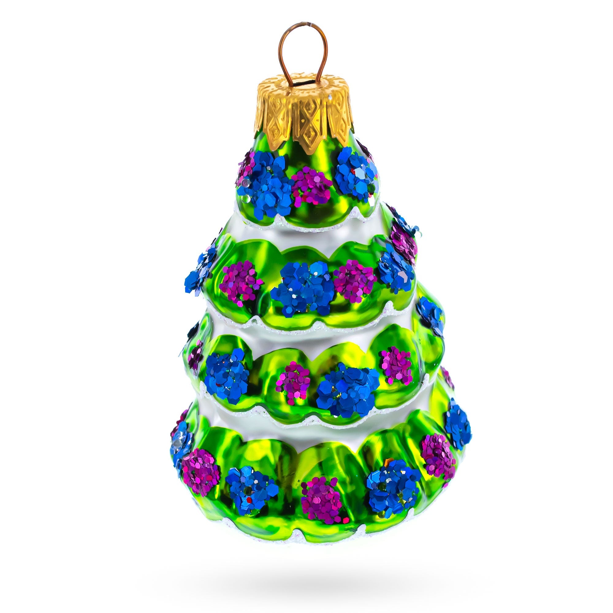 Snow-Covered Garland Tree Glass Christmas Ornament