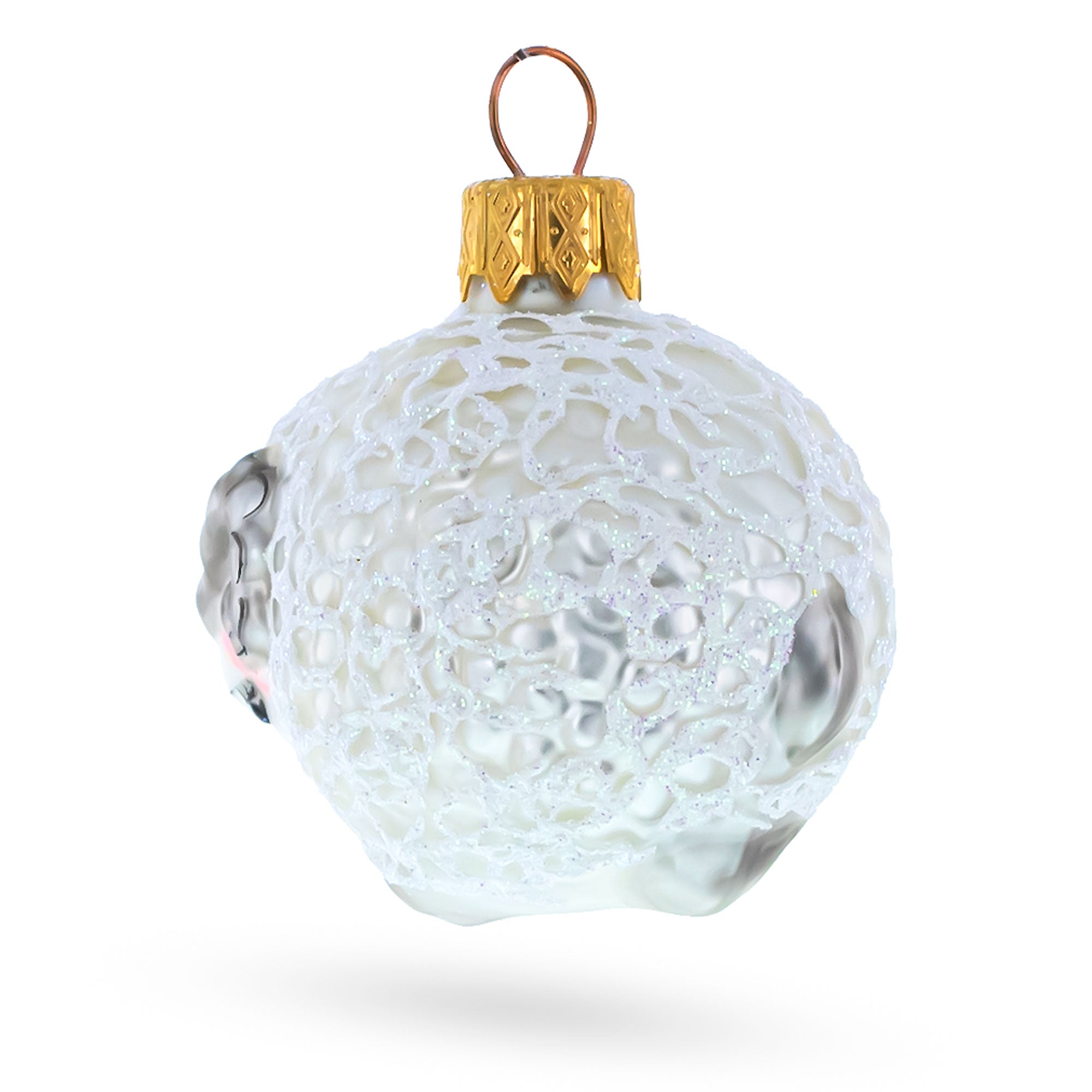 Woolly Ram with Curly Fleece Mini Glass Christmas Ornament
