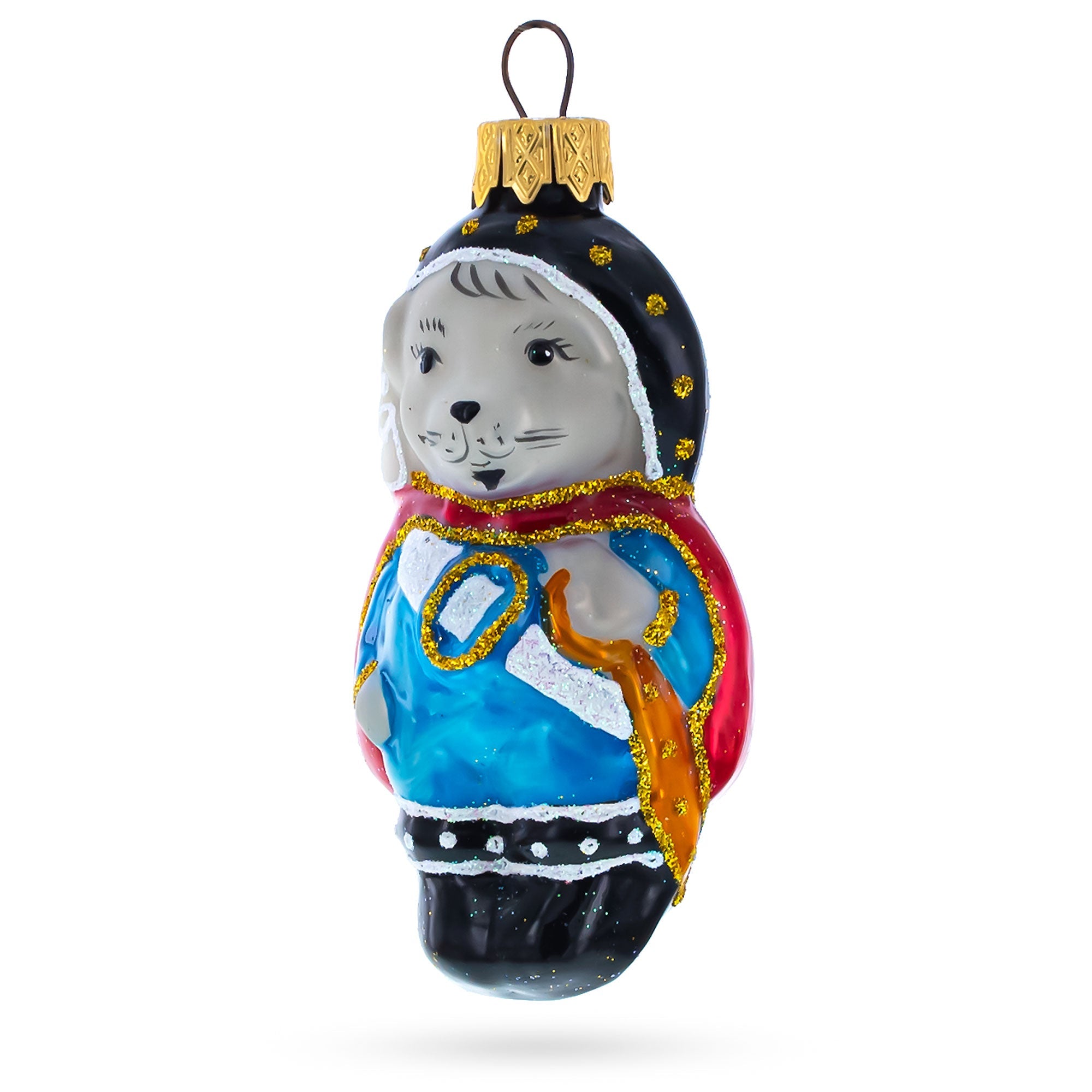 Musketeer Mouse in Regal Attire Glass Christmas Ornament