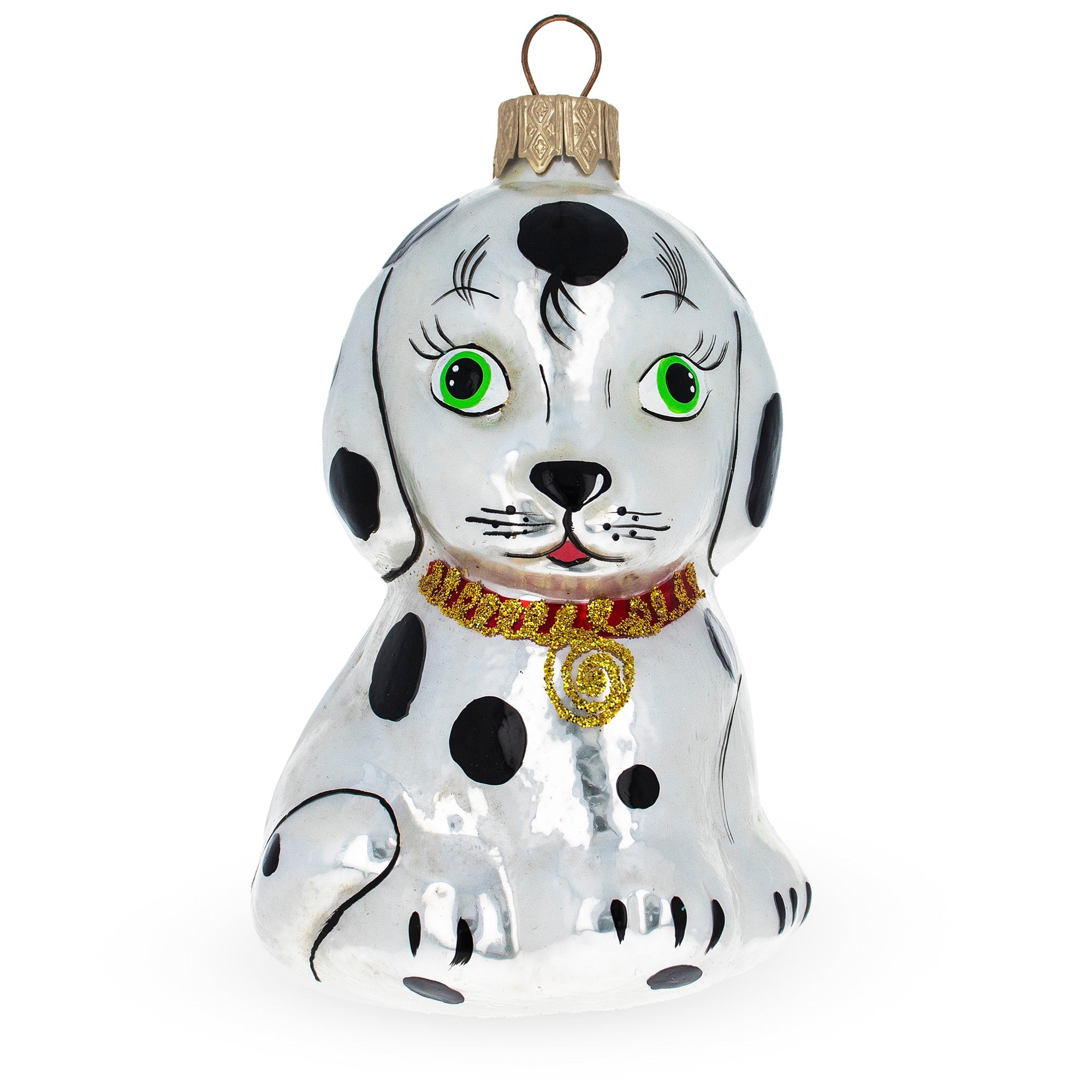 Dalmatian Puppy with Green Eyes Glass Christmas Ornament BestPysanky