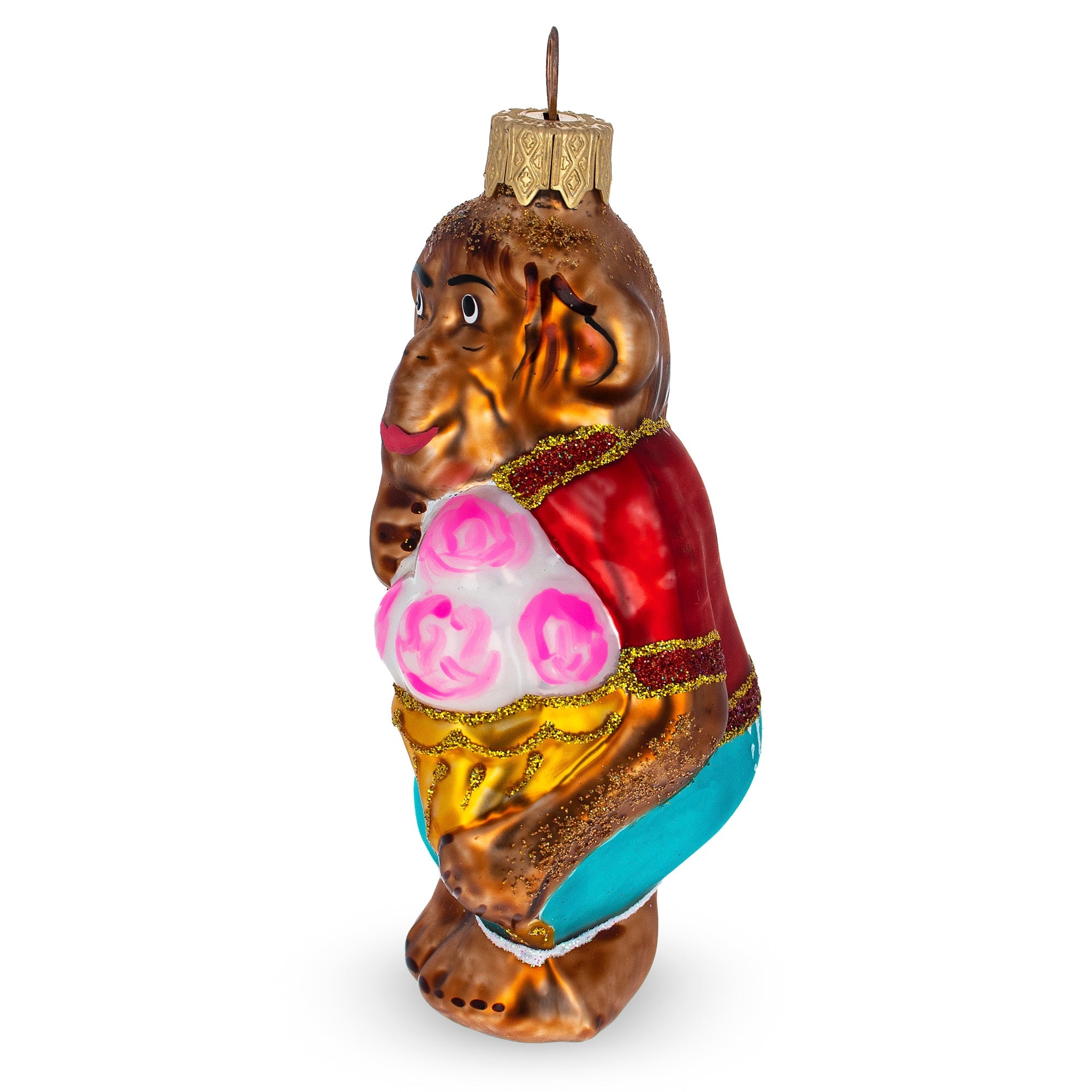 Monkey with Ice Cream Glass Christmas Ornament