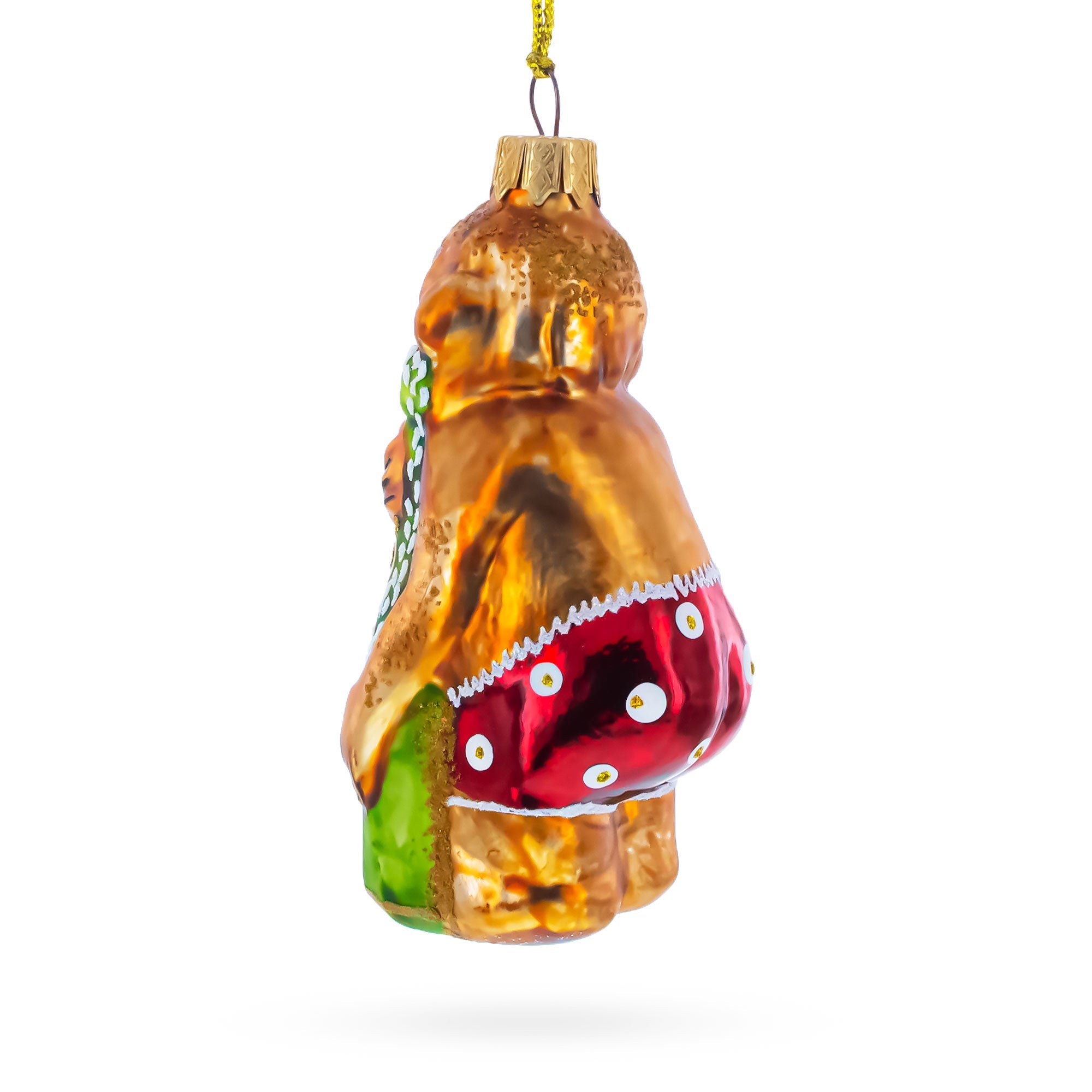 Monkey with Wine Bottle Glass Christmas Ornament