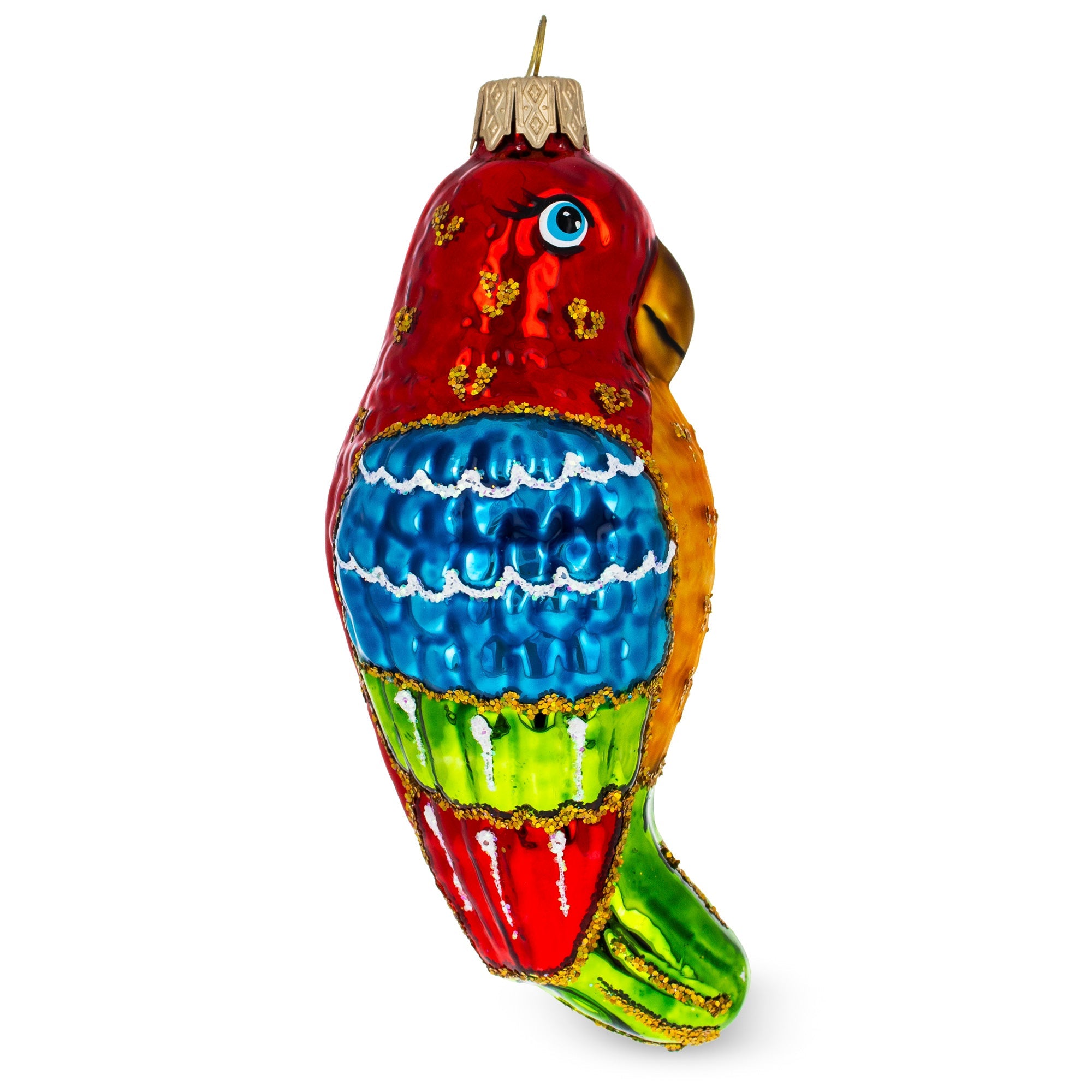 Parrot with Bright Feathers Glass Christmas Ornament