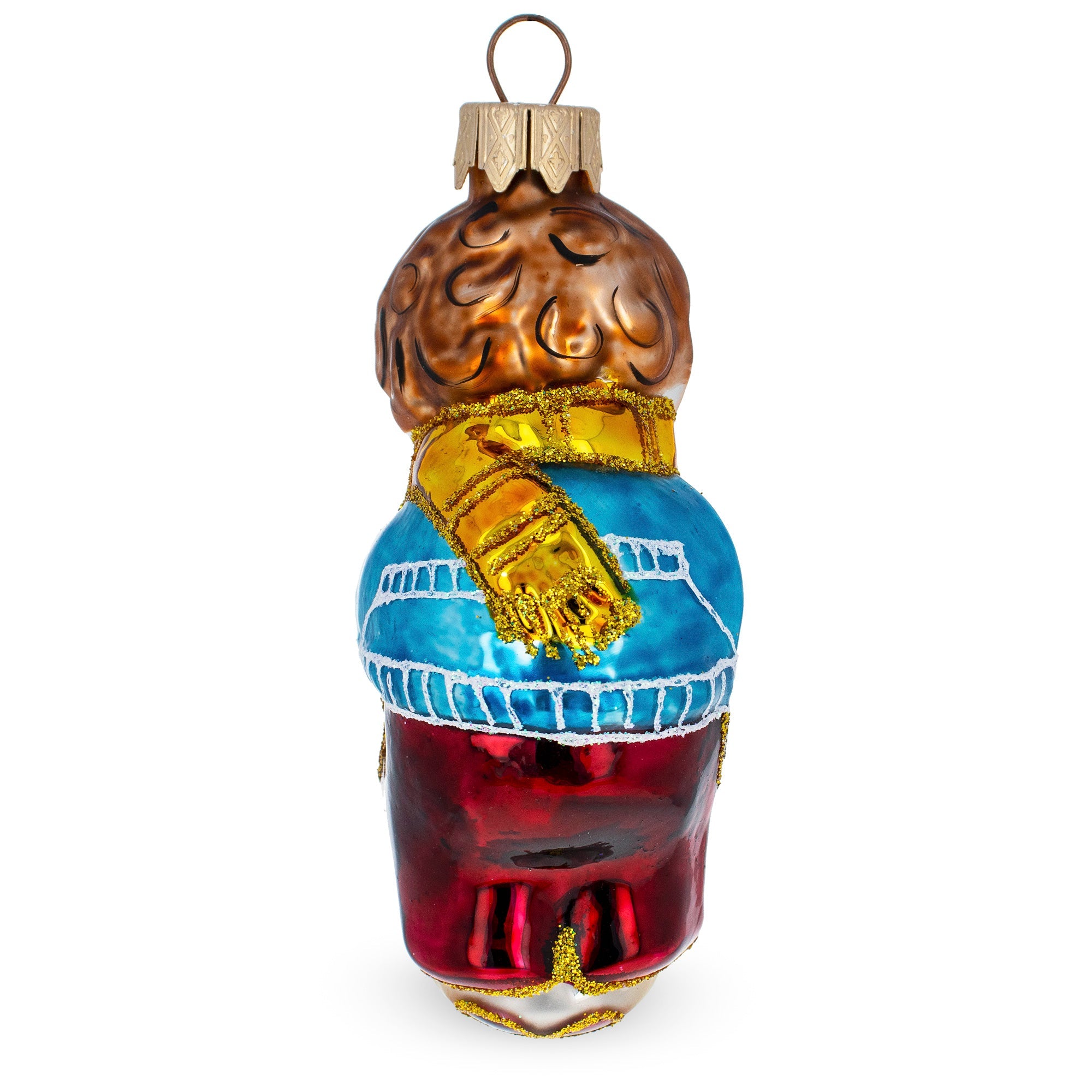 Boy Hugging White Cat Glass Christmas Ornament