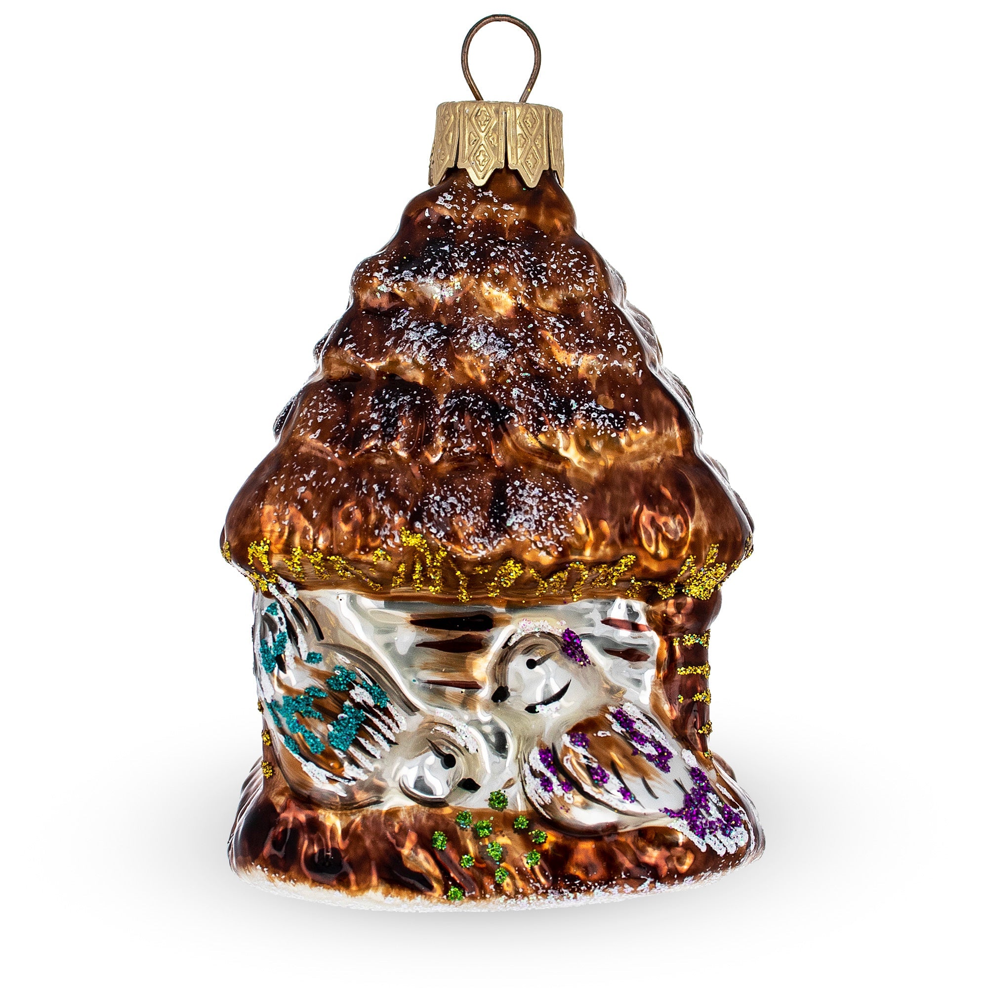 Woodland Rustic Birdhouse Glass Christmas Ornament BestPysanky