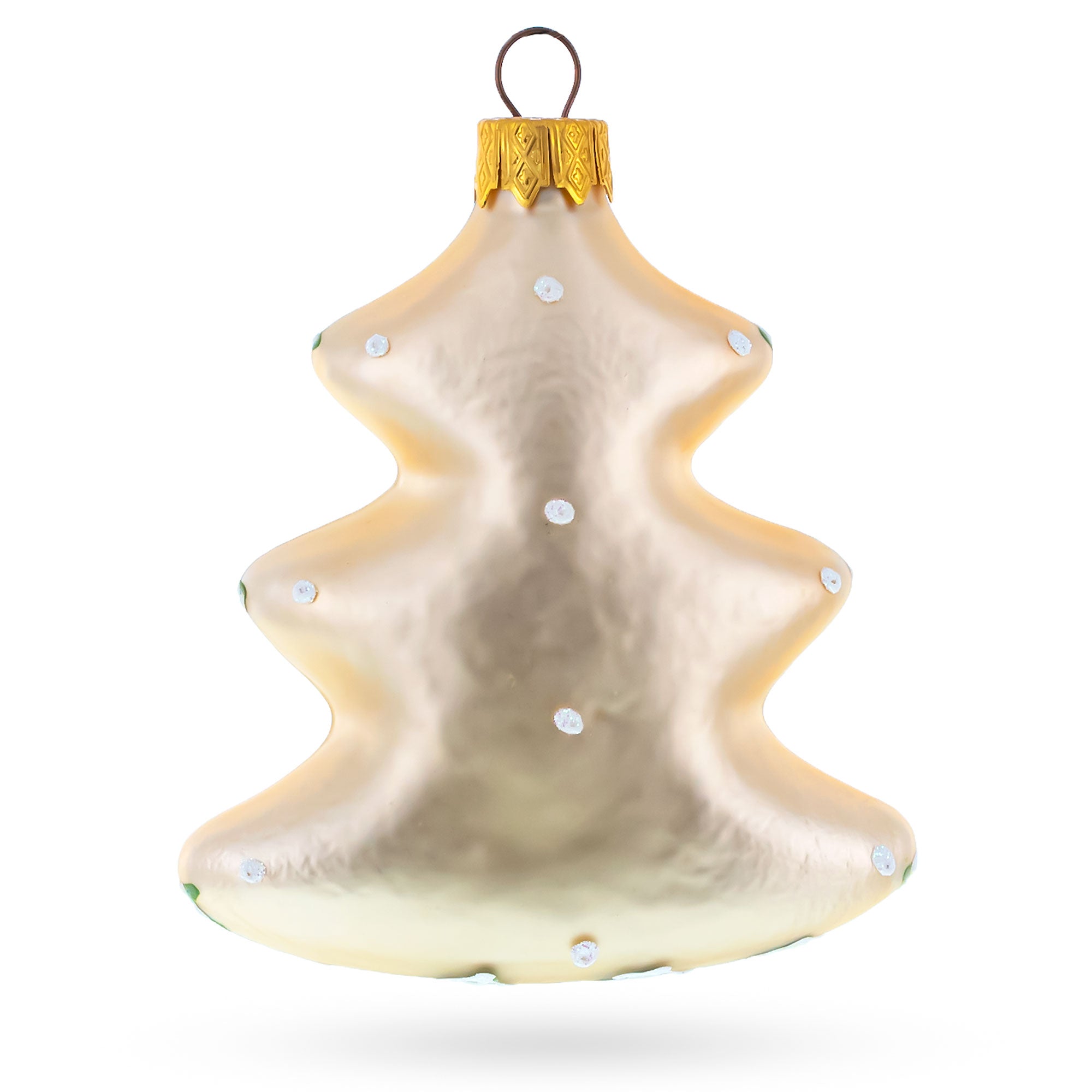 Winter Pine Tree with Songbird Glass Christmas Ornament