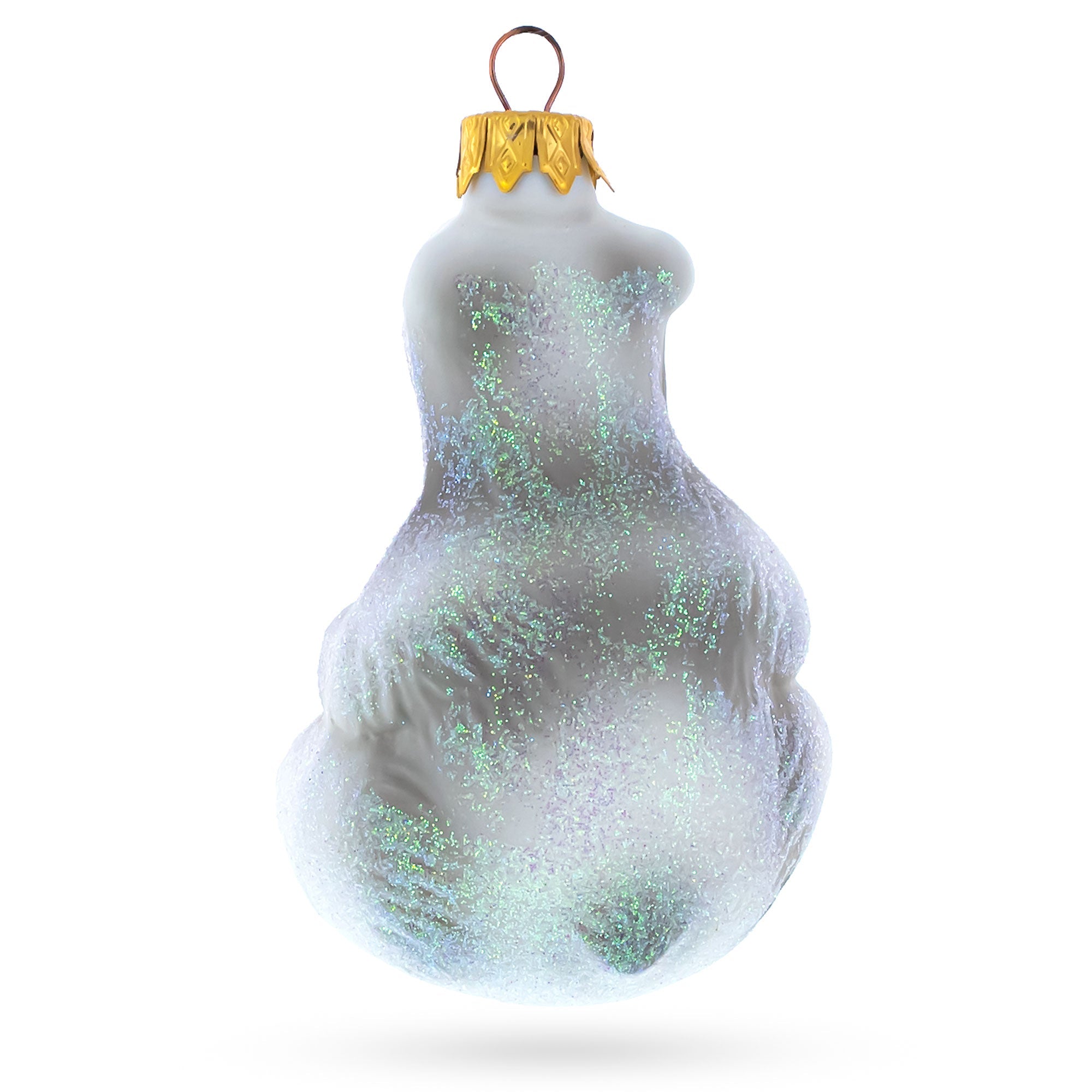 Mother Bear with Cub Glass Christmas Ornament