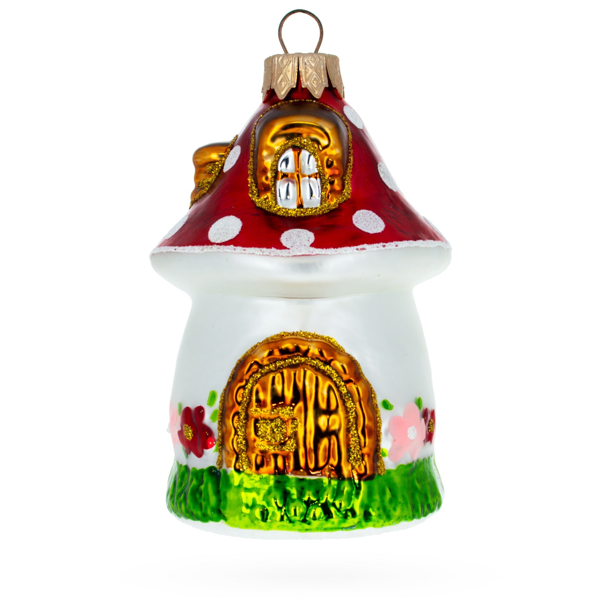 Fairy Mushroom House Glass Christmas Ornament BestPysanky