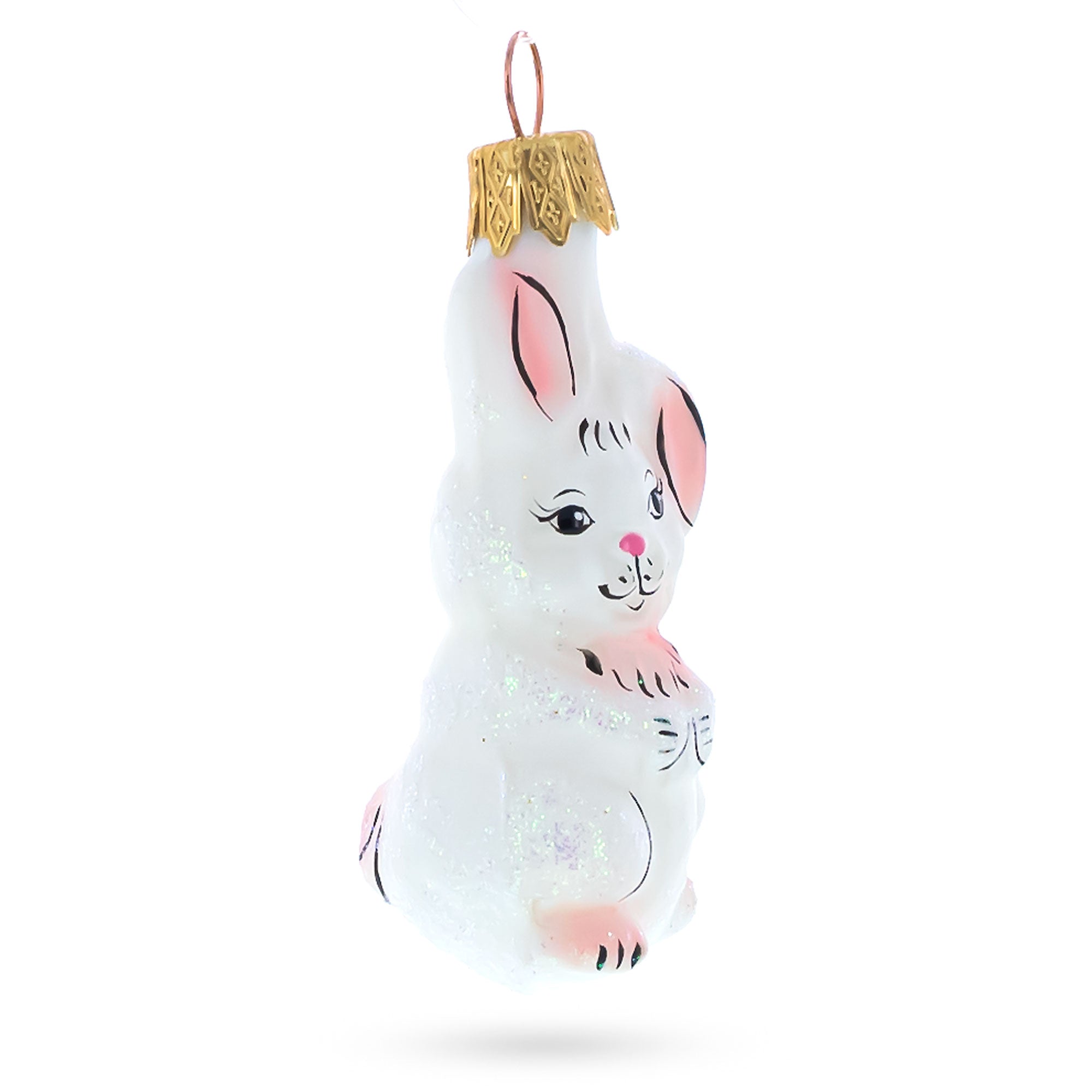 White Bunny Rabbit Glass Christmas Ornament BestPysanky