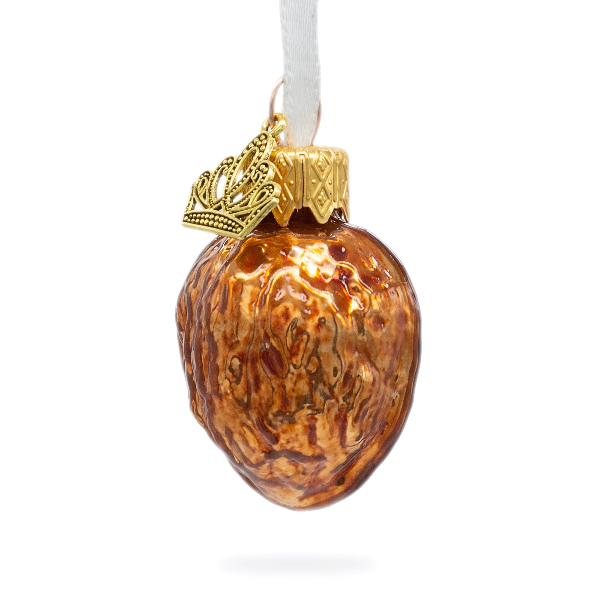 Shiny Walnut Mini Glass Christmas Ornament