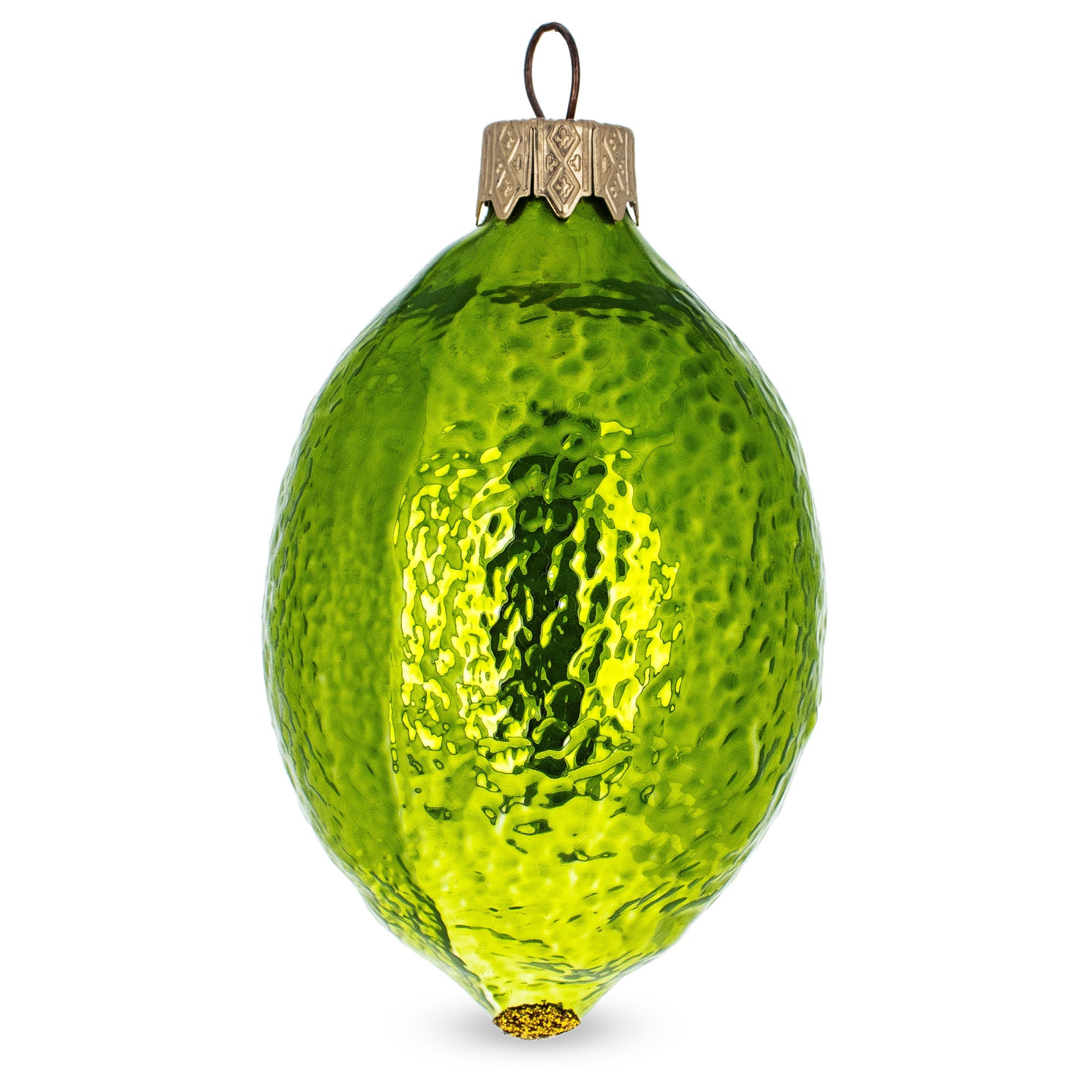 Lime with Shiny Leaf Glass Christmas Ornament BestPysanky
