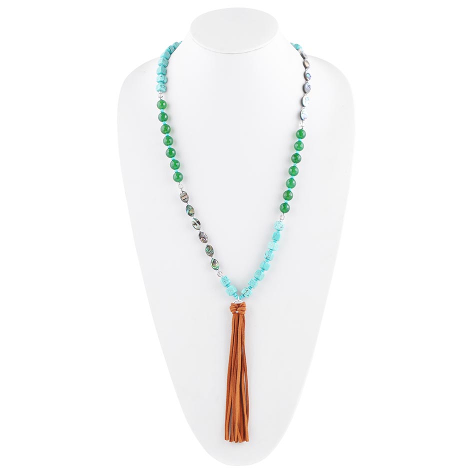 Abalone and Magnesite Tassel Necklace Barse Jewelry