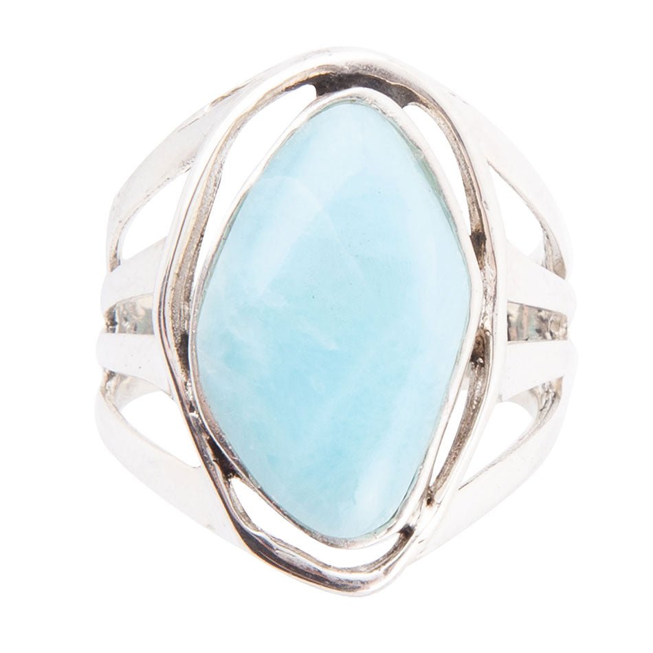 Abstract Blue Larimar and Sterling Silver Statement Ring Barse Jewelry