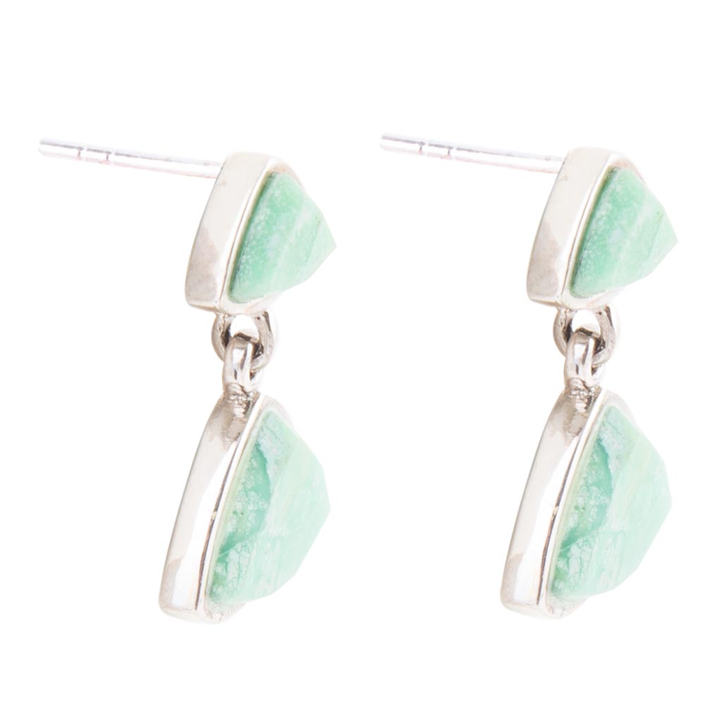 Abstract Green Chrysoprase Sterling Silver Drop Earrings Barse Jewelry