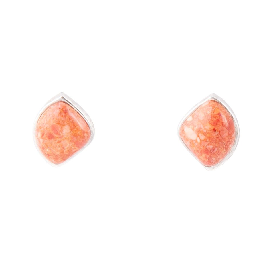 Abstract Orange Sponge Coral and Sterling Silver Stud Earrings Barse Jewelry
