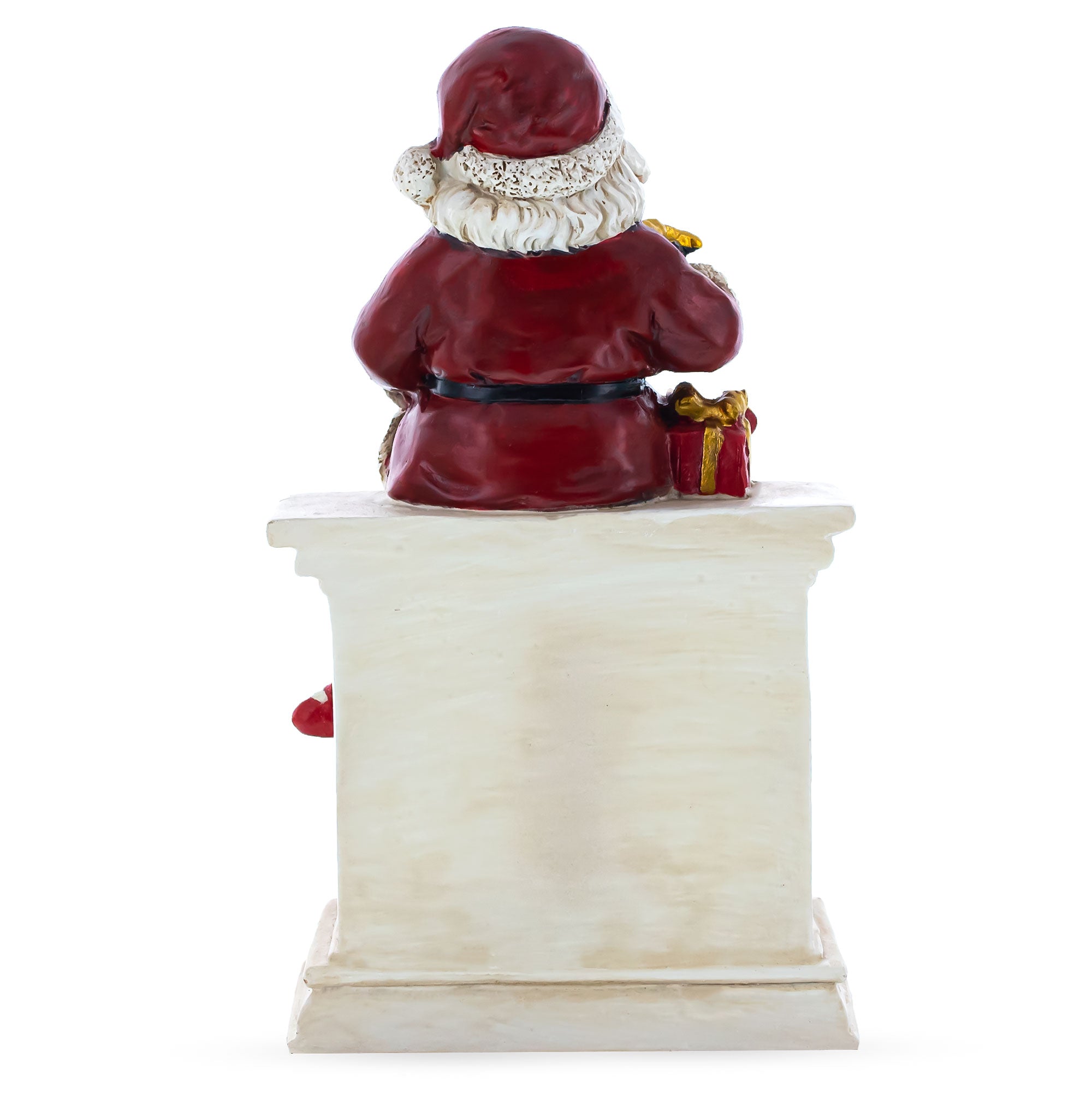 Santa Sitting on a Fireplace LED Lights Figurine 7.75 Inches