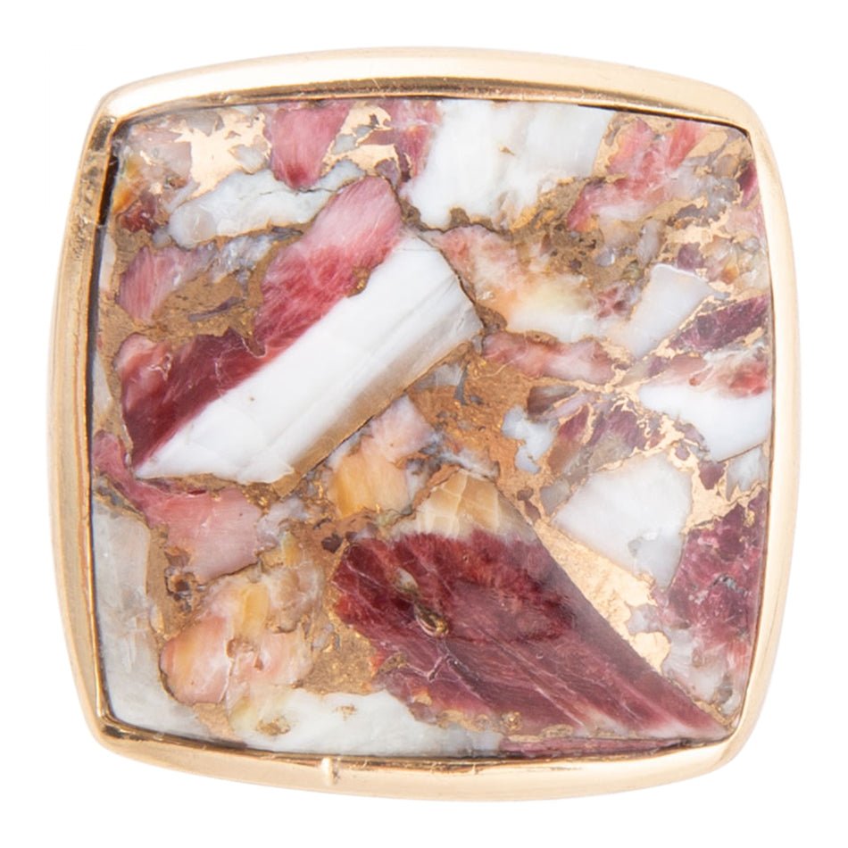 Square Purple Spiny Oyster Shell Matrix and Bronze Ring Barse Jewelry