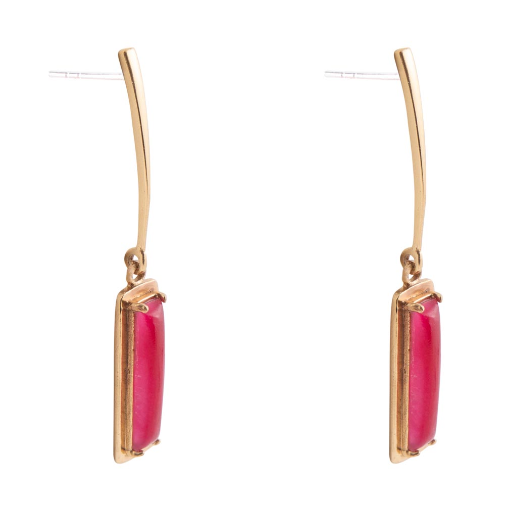 Alpine Red Bordeaux Quartz and Golden Bronze Drop Earrings Barse Jewelry