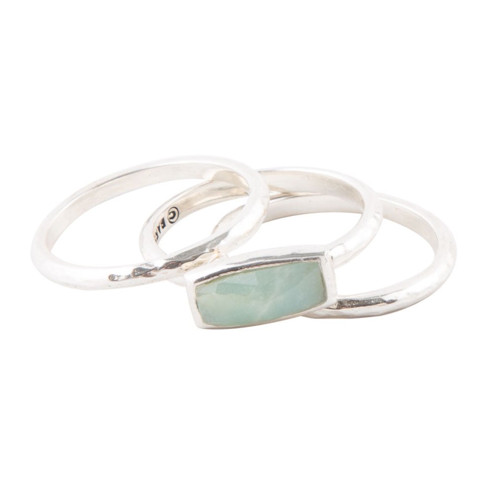 Blue Amazonite and Sterling Stacking Ring Set Barse Jewelry
