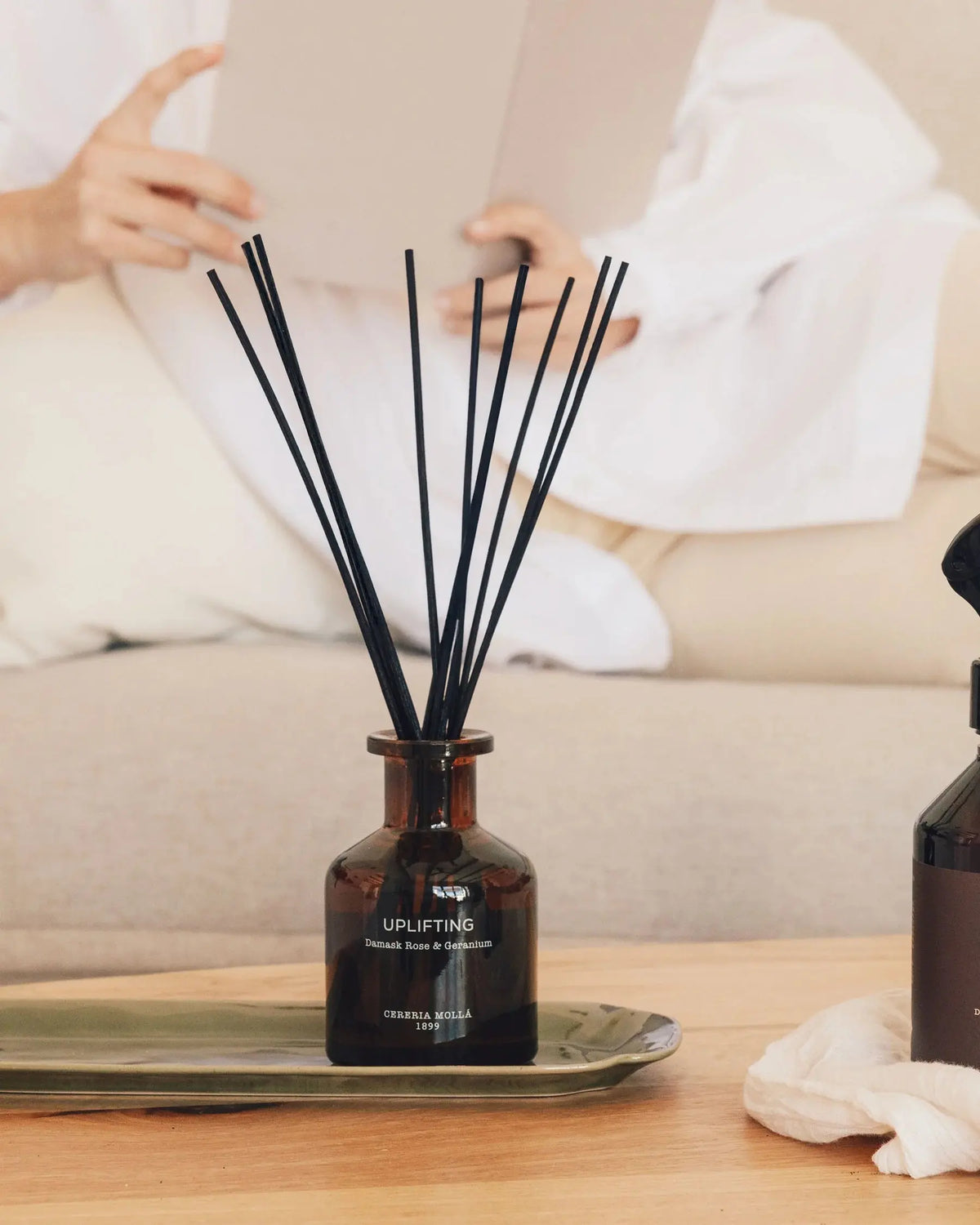 Cereria Molla - Wellbeing Damask Rose & Geranium Reed Diffuser 120ml / 4 oz — lifestyle view