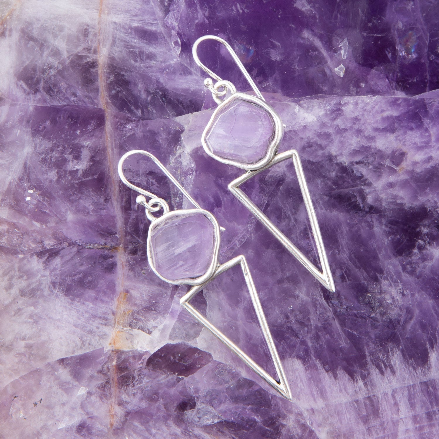 Amethyst Triangle Earrings Barse Jewelry