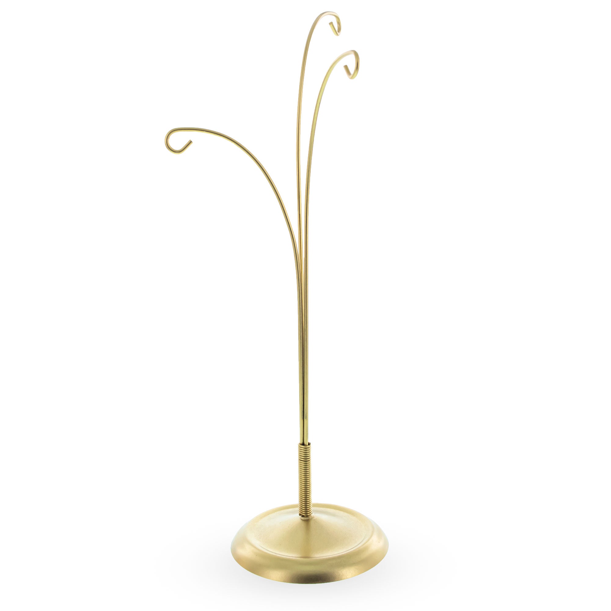 3-Arm Botanical Style Gold Metal Ornament Display Stand 12 Inches (Poland)