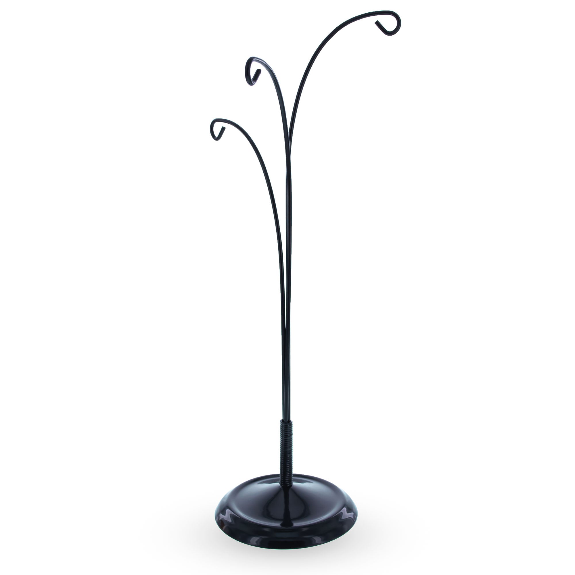 3-Arm Botanical Style Black Painted Metal Ornament Display Stand 12 Inches (Poland)