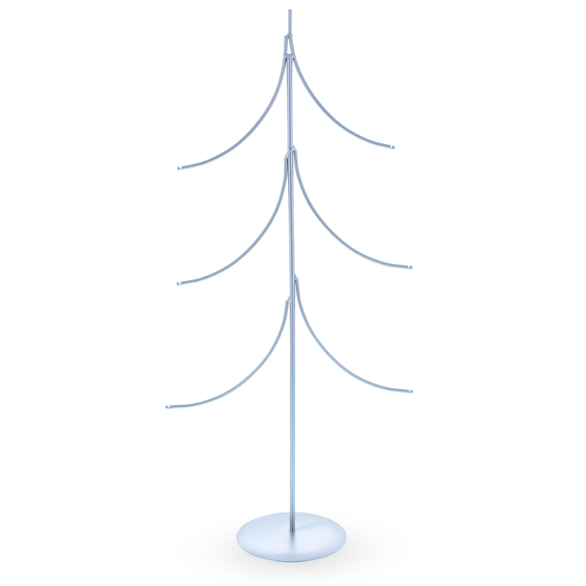 6-Arm Tiered Tree Silver Metal Ornament Display Stand 14 Inches (Poland)