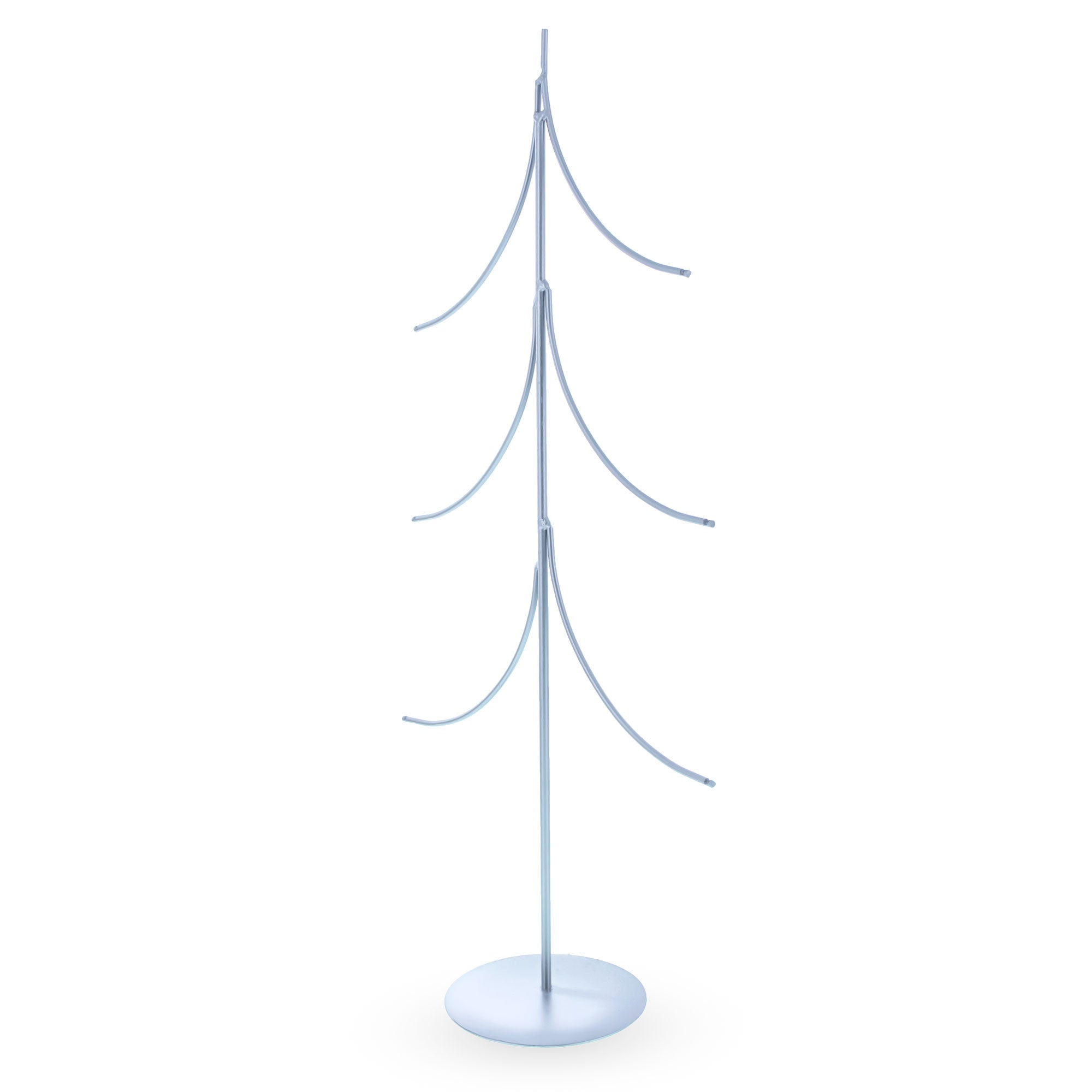 6-Arm Tiered Tree Silver Metal Ornament Display Stand 14 Inches (Poland)