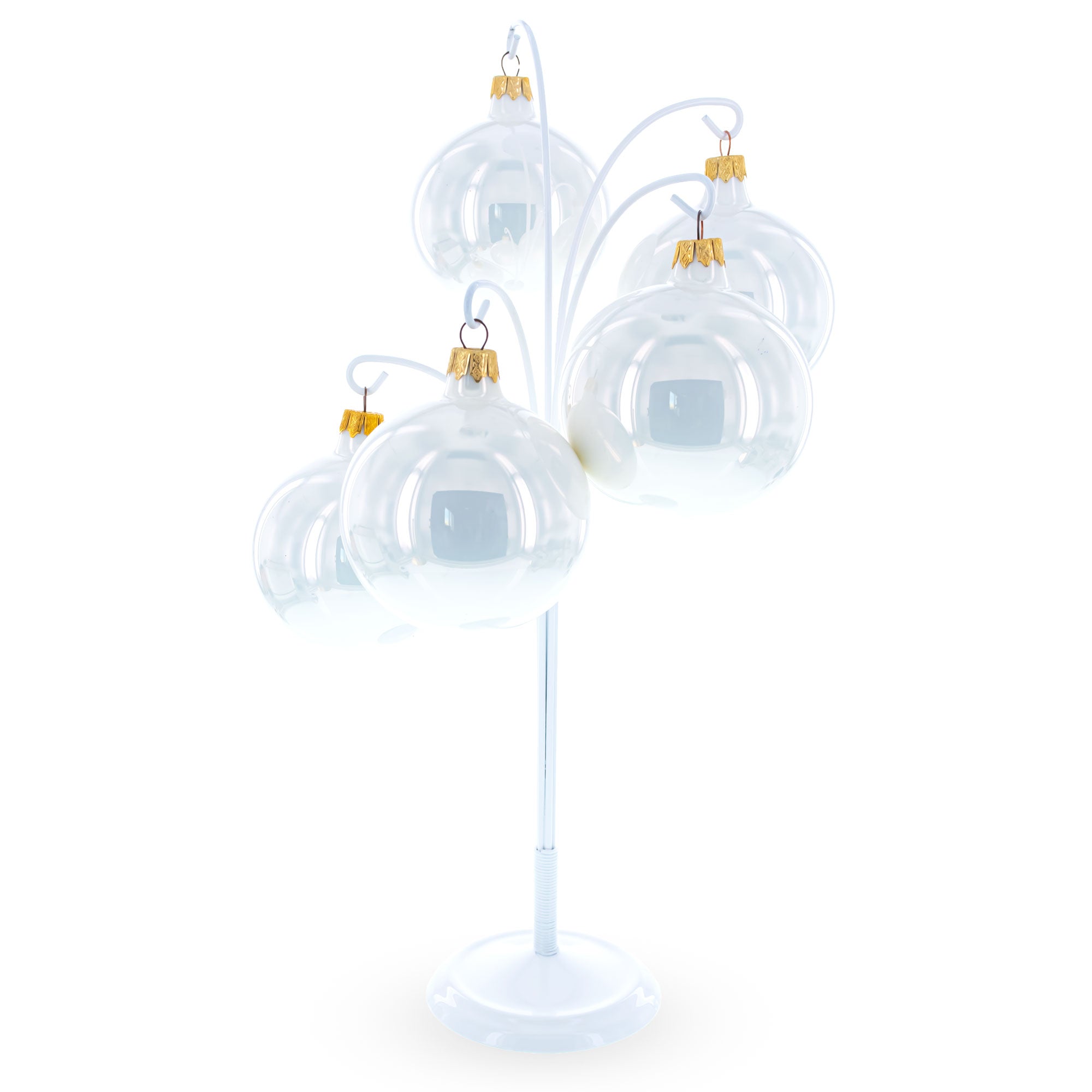 5-Arm Scroll Tree Branches White Painted Metal Ornament Display Stand 14.5 Inches (Poland)