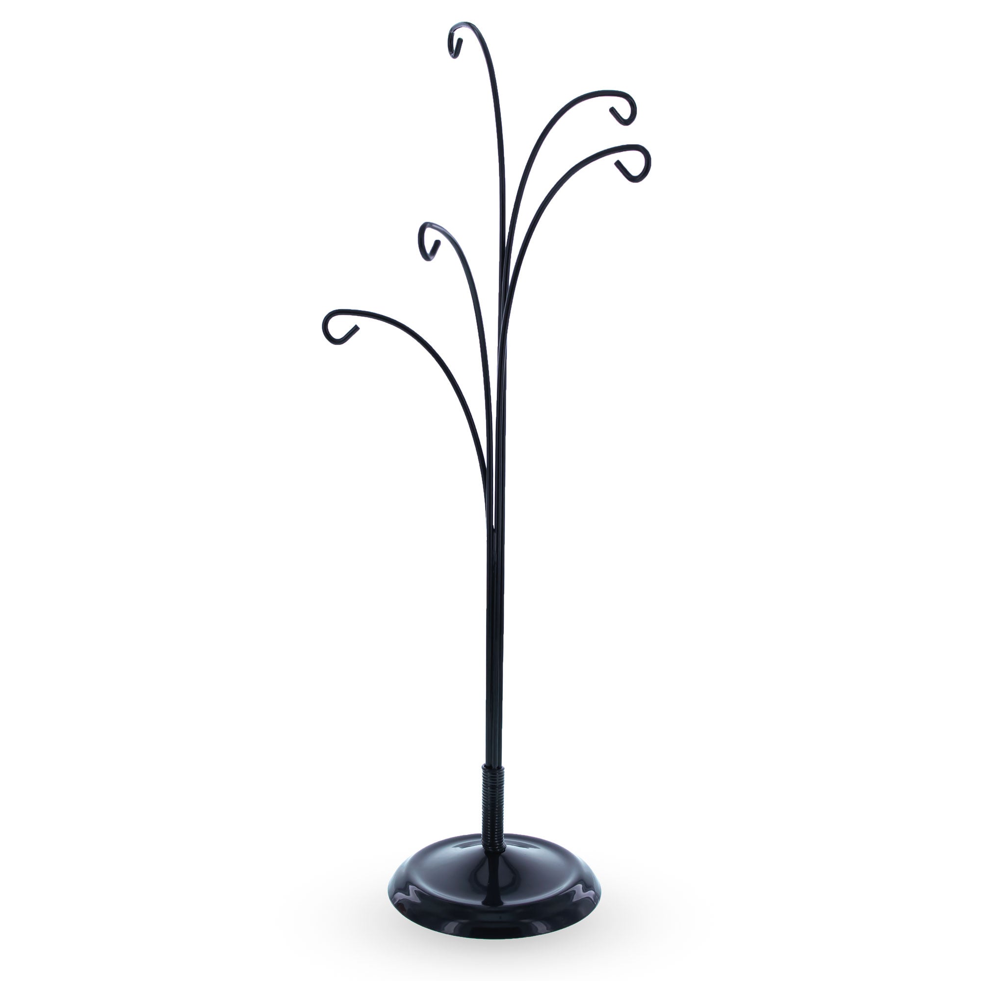 5-Arm Scroll Tree Branches Black Painted Metal Ornament Display Stand 14.5 Inches (Poland)