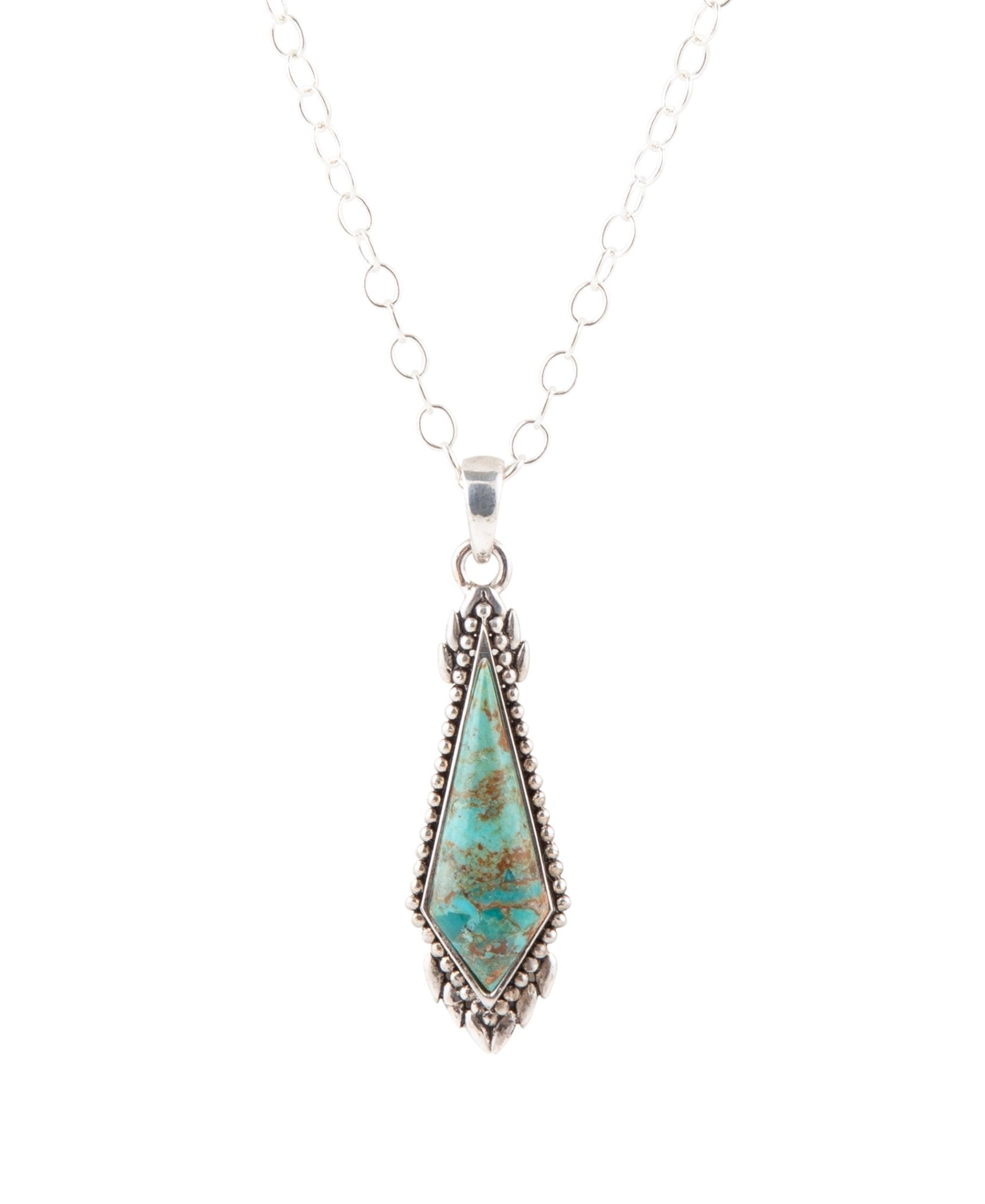 Anemone Long Diamond Turquoise and Sterling Silver Necklace Barse Jewelry