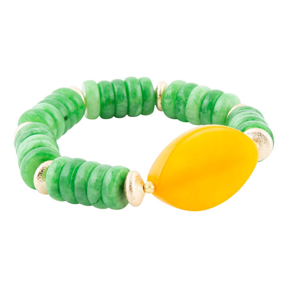 Apricot Green Agate Chunky Golden Bracelet Barse Jewelry