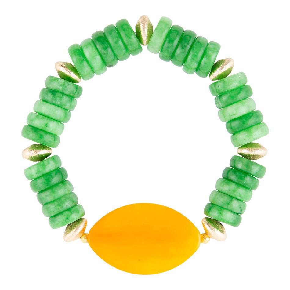 Apricot Green Agate Chunky Golden Bracelet Barse Jewelry