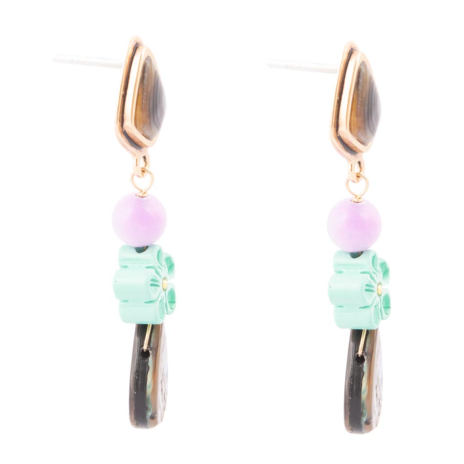 Aruba Blue Abalone Post Golden Drop Earrings Barse Jewelry