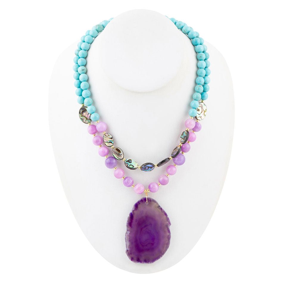 Aruba Purple Jade Statement Pendant Necklace Barse Jewelry