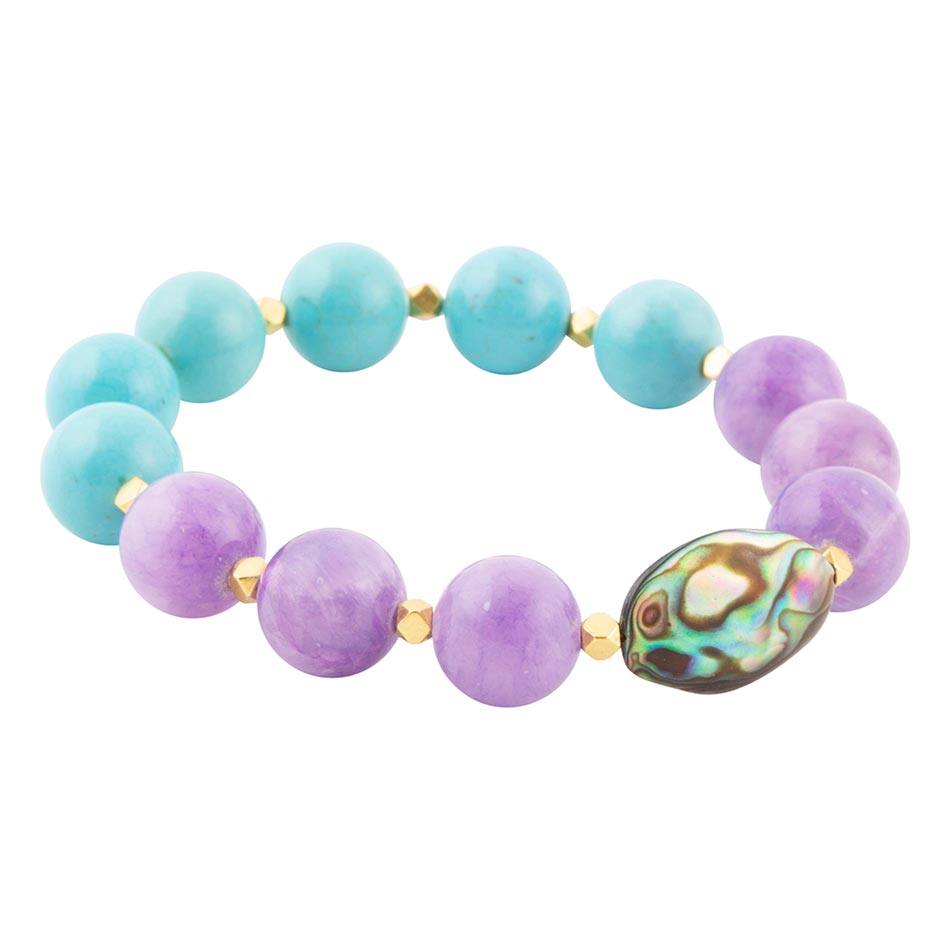 Aruba Blue and Purple Jade Chunky Stretch Bracelet Barse Jewelry