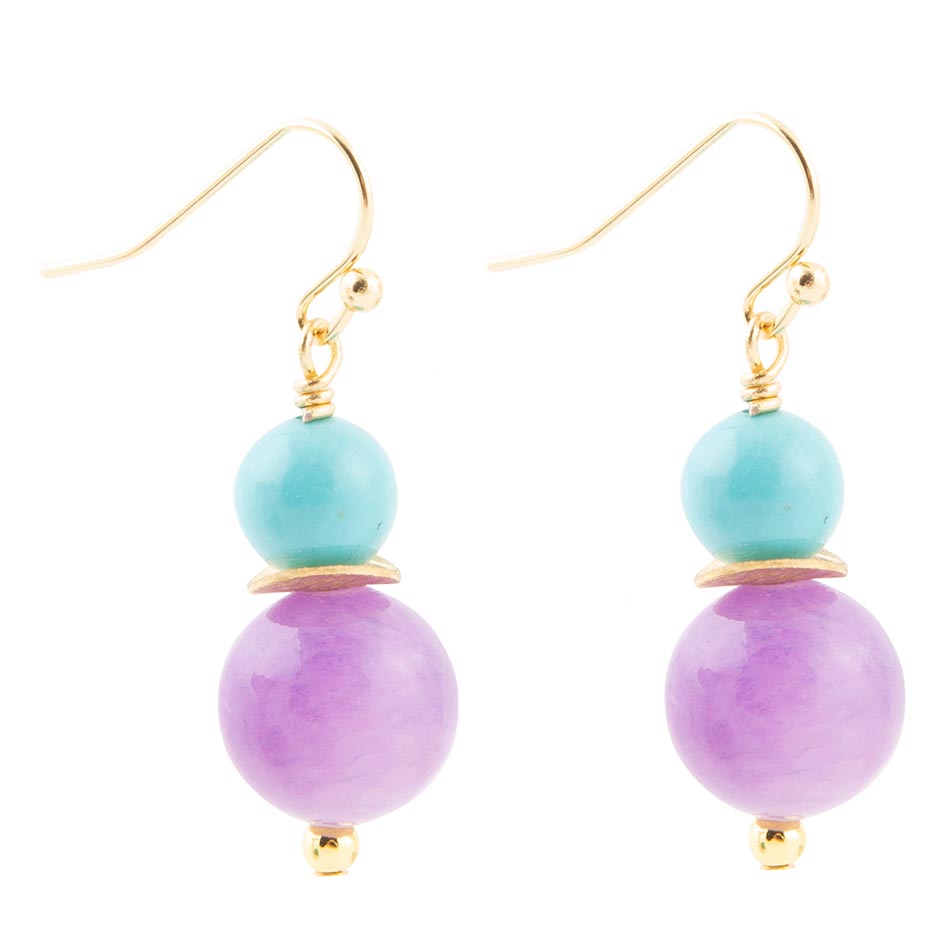 Aruba Purple Jade Golden Drop Earrings Barse Jewelry