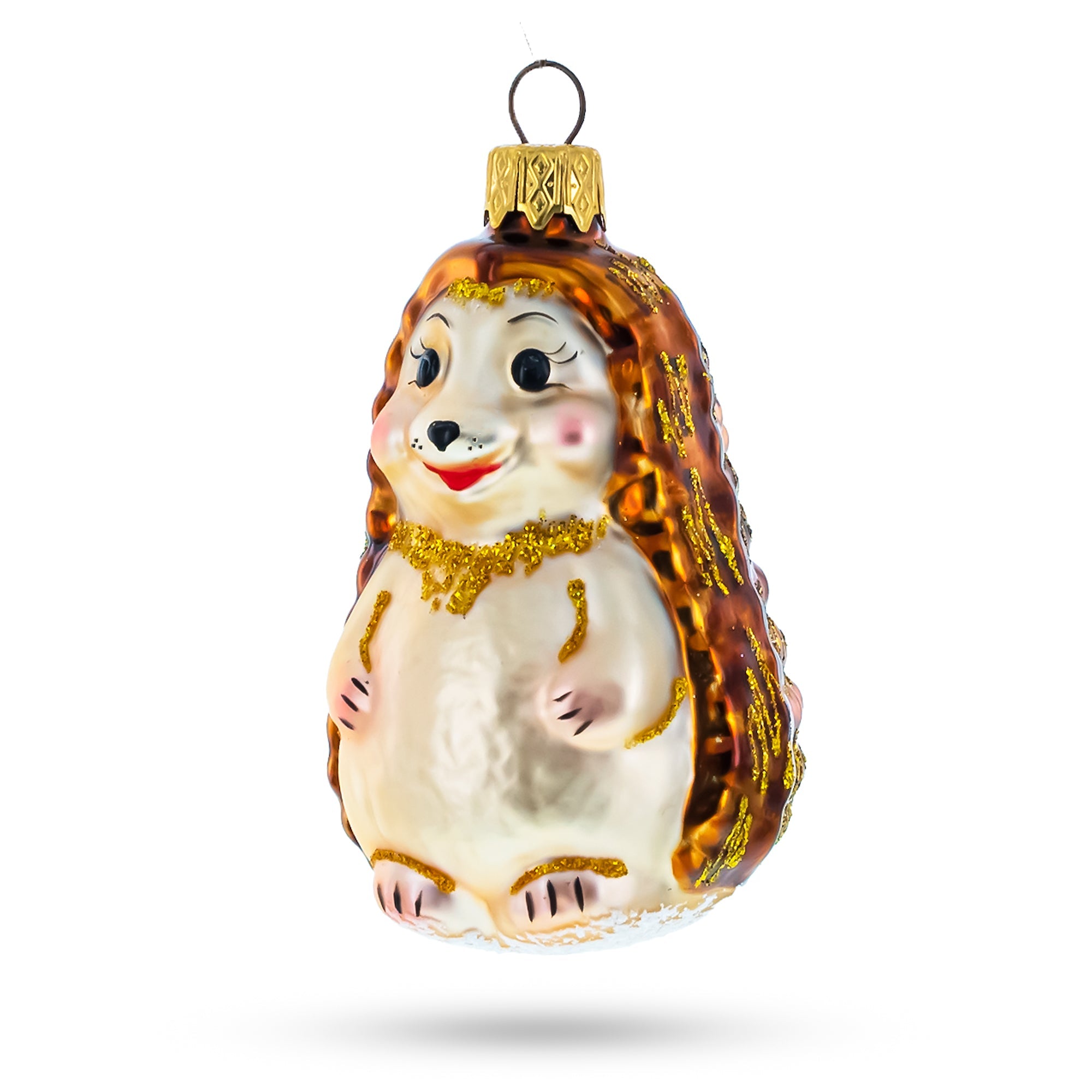 Woodland Hedgehog Glass Christmas Ornament