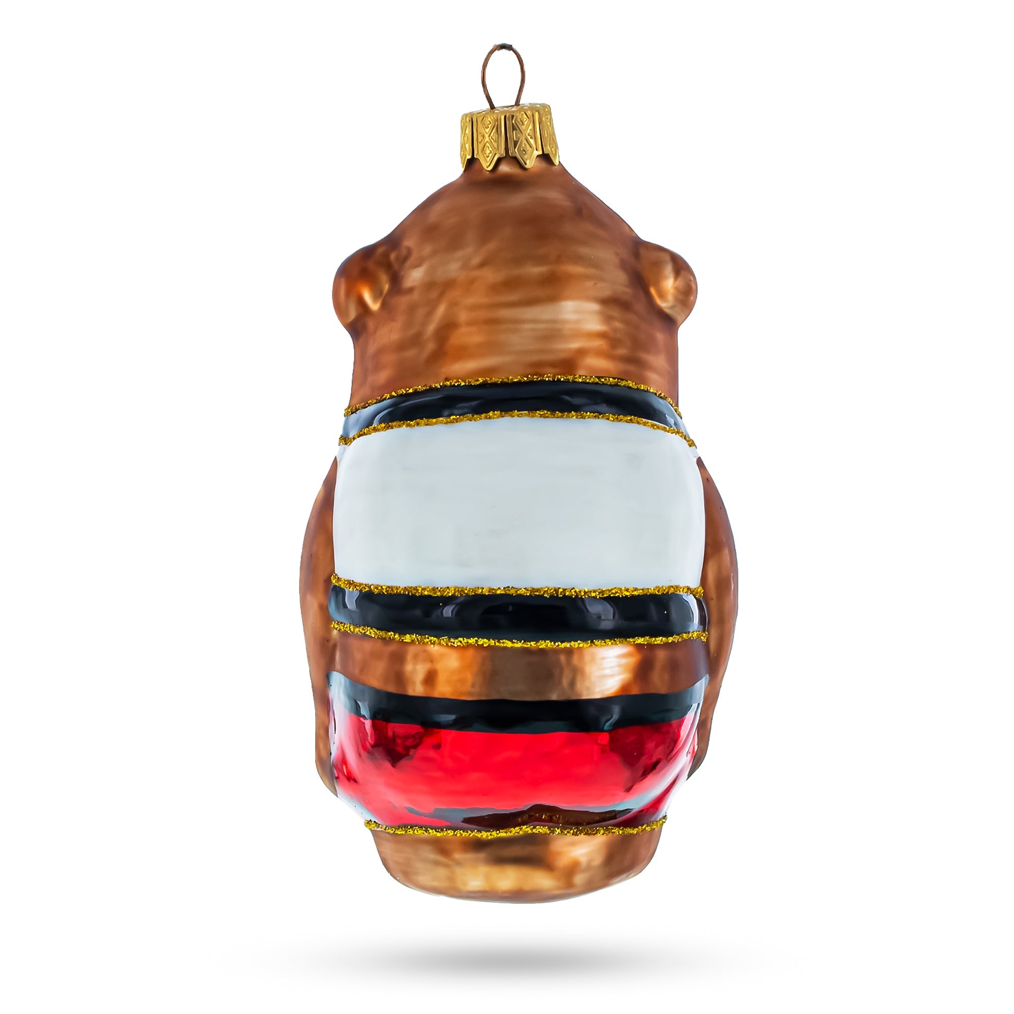 Circus Monkey in Red Shorts and Detailed Vest Glass Christmas Ornament