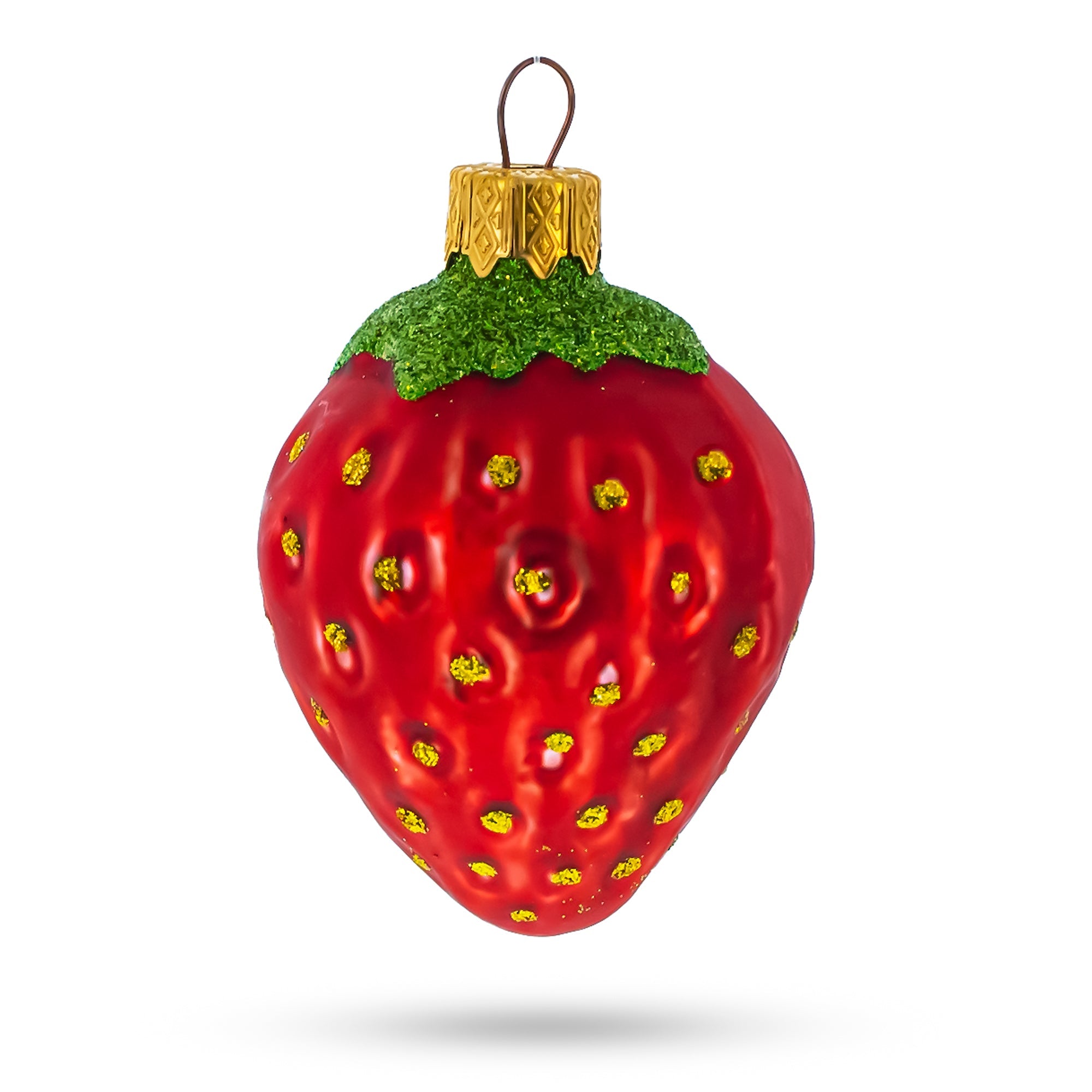Strawberry with Leaf Glass Christmas Ornament BestPysanky