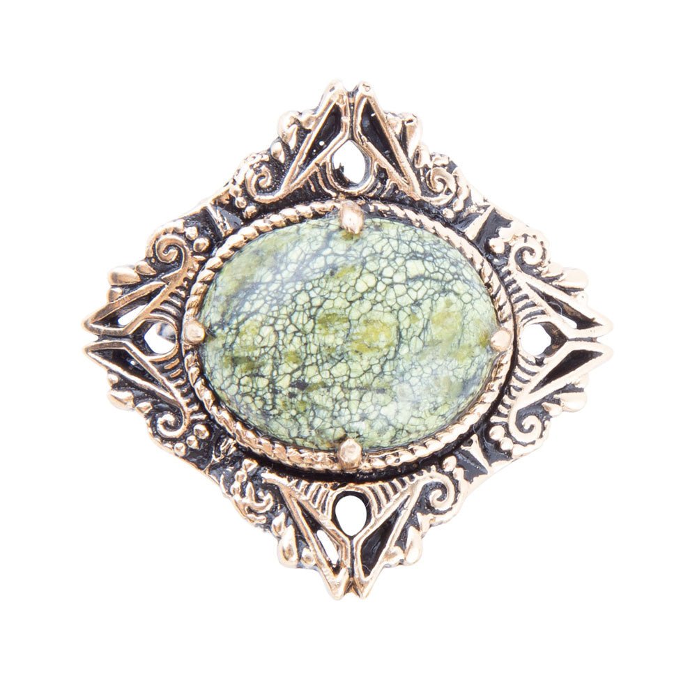 Aspen Green Serpentine Golden Statement Ring Barse Jewelry