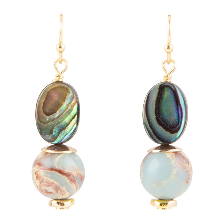 Baja Mint Jasper and Abalone Earrings Barse Jewelry