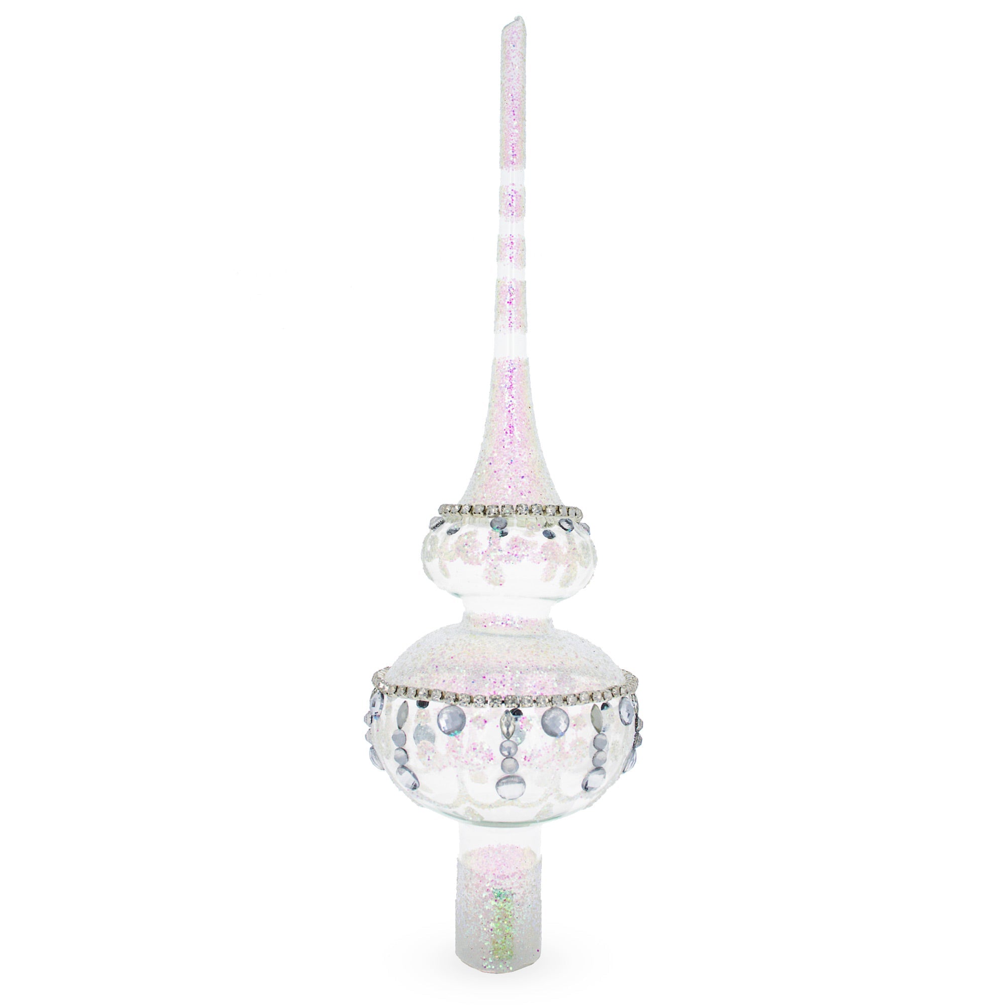 Jewel Drops on White Chandelier Clear Glass Christmas Tree Topper 11 Inches BestPysanky