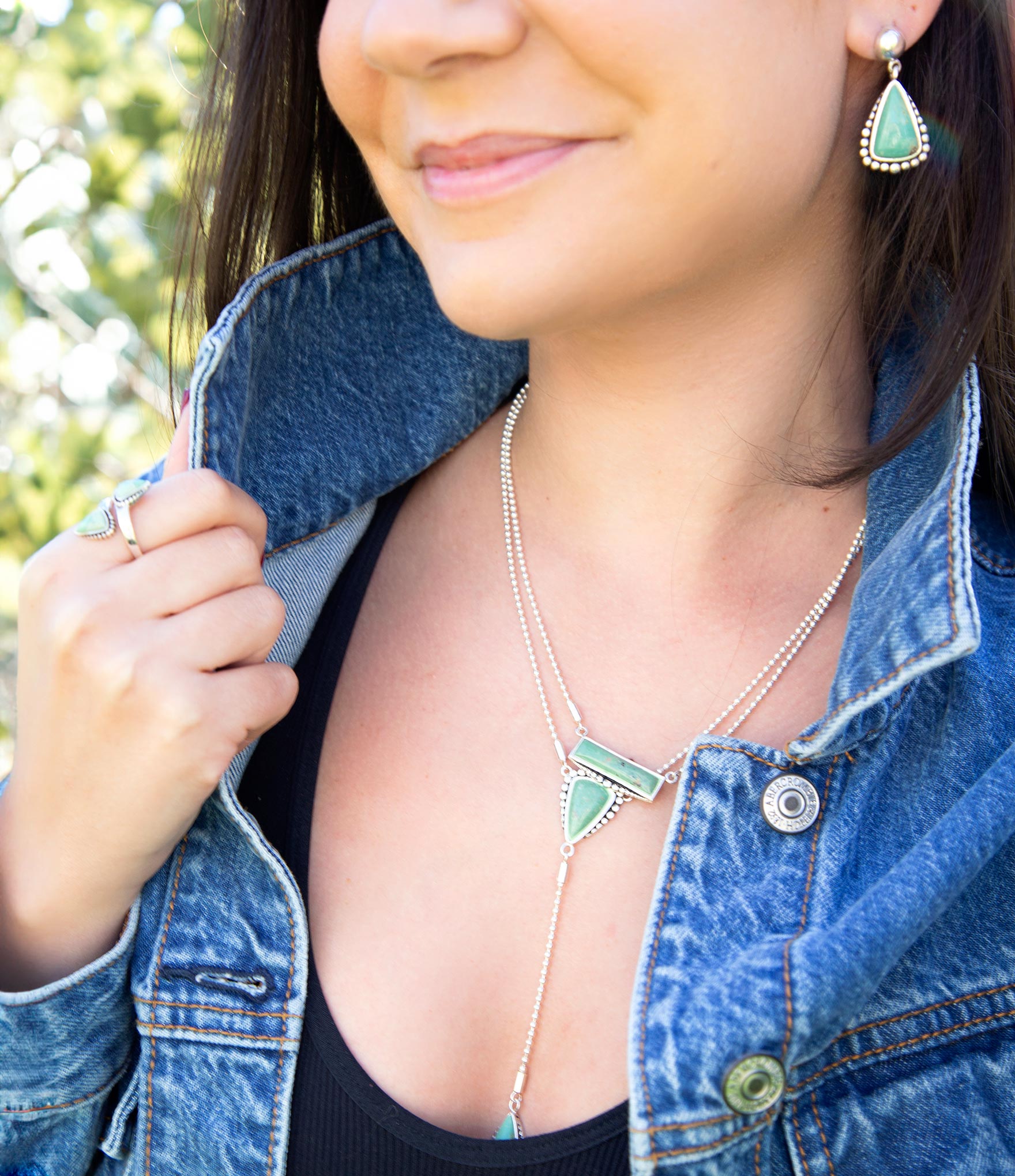 Begondor Green Turquoise Sterling Y Necklace Barse Jewelry