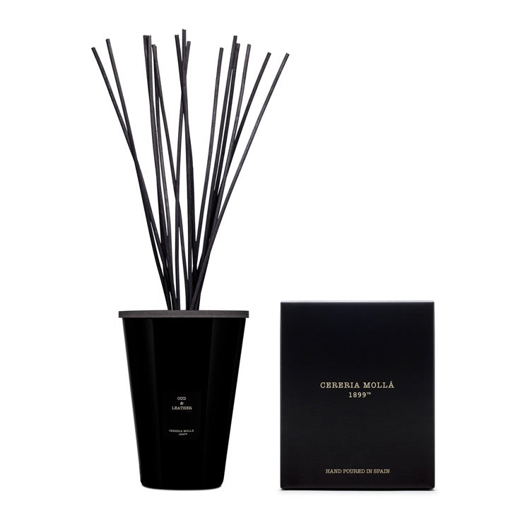 Cereria Molla - Reed Diffuser - 101 fl oz/3000 ml - Oud & Leather - Coastous